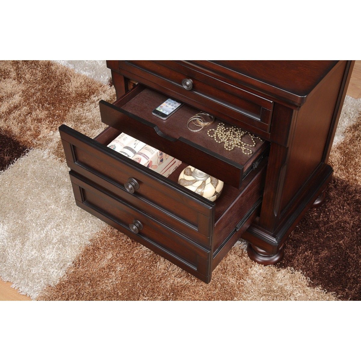 Cumberland - Nightstand, Hidden Drawer - Brown