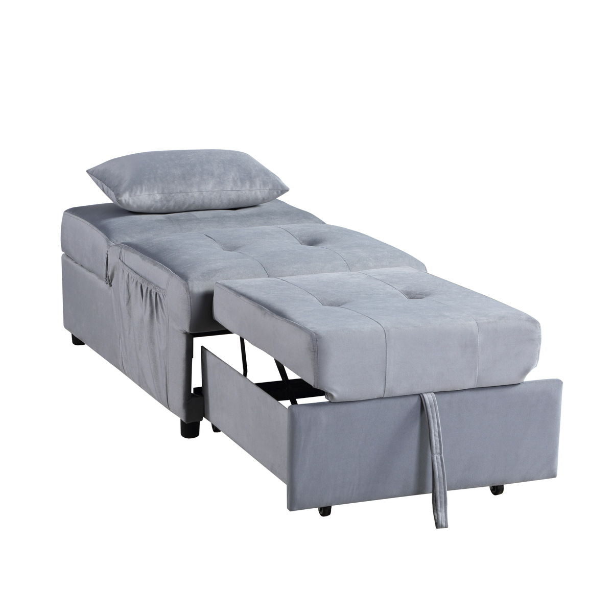 Garrell - Lift Top Storage Bench With Pull-Out Bed - Gray