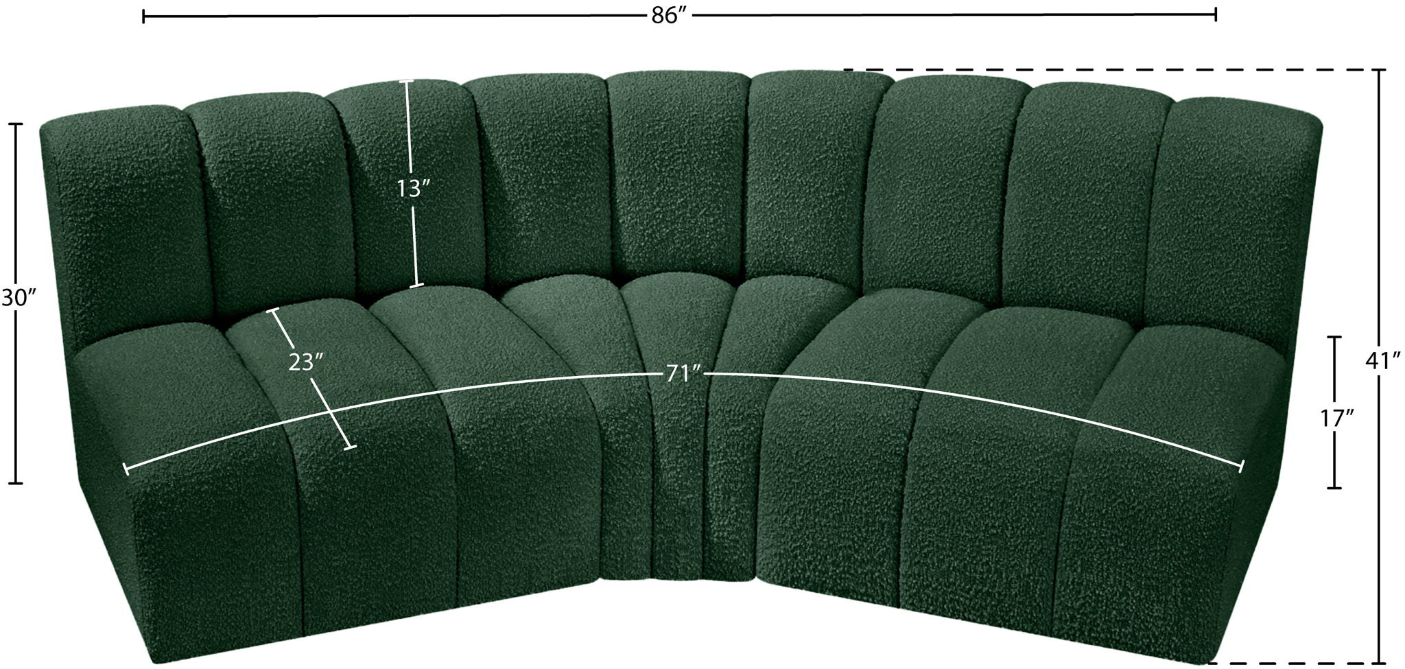 Arc - Boucle Fabric 3 Piece Modular Corner Sofa