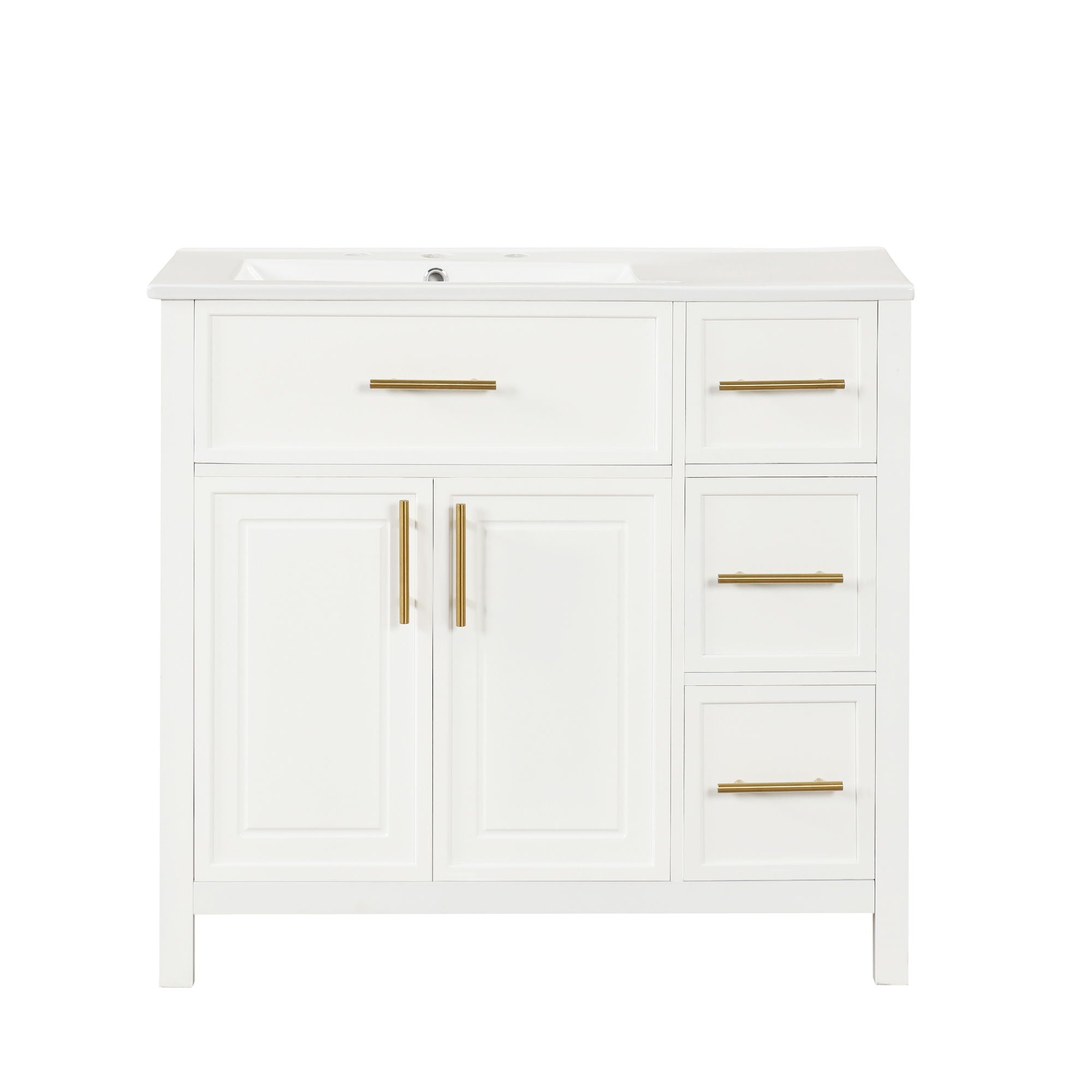 Modern Bathroom Vanity With Sink Top, 2 Doors And 3 Drawers