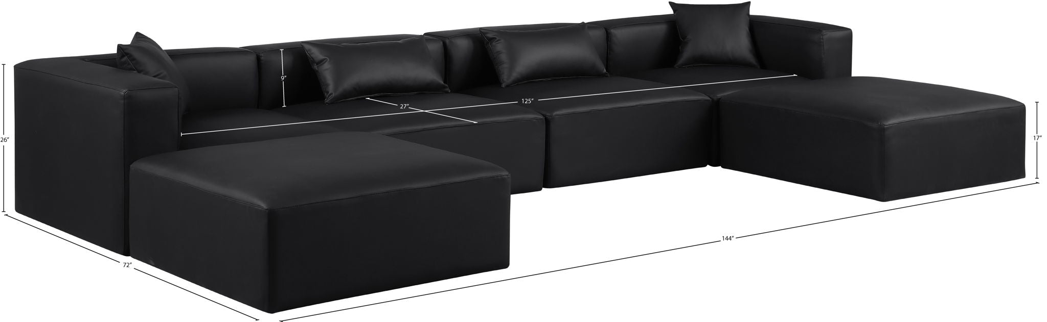 Cube - 6 Piece Modular Double Chaise Sectional