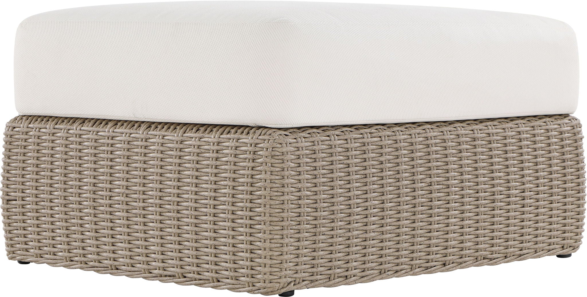 Seacrest - Olefin Water Resistant Fabric And Wicker Outdoor Patio Ottoman/Coffee Table