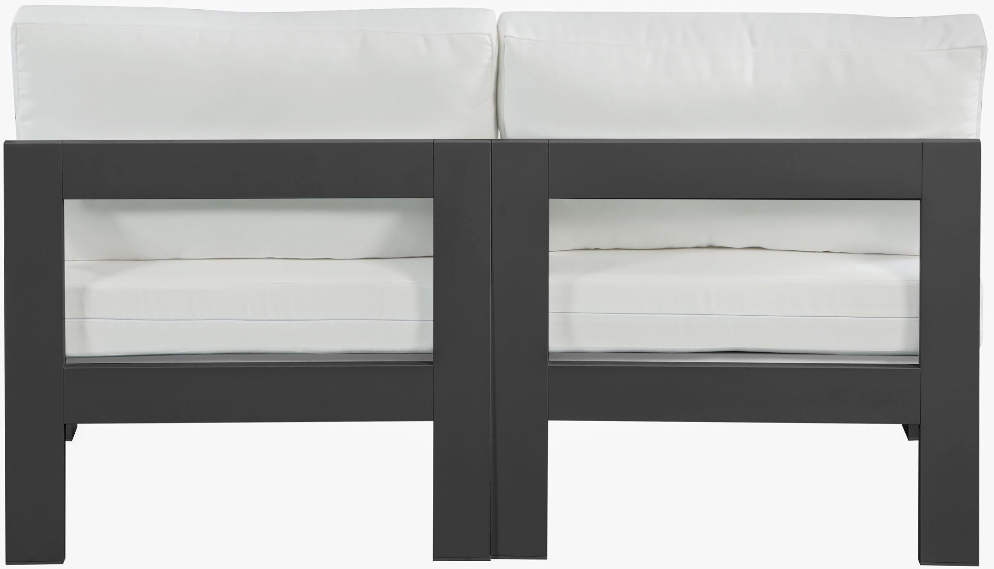 Nizuc - Outdoor Patio 2 Seat Armless Modular Sofa With Gray Frame