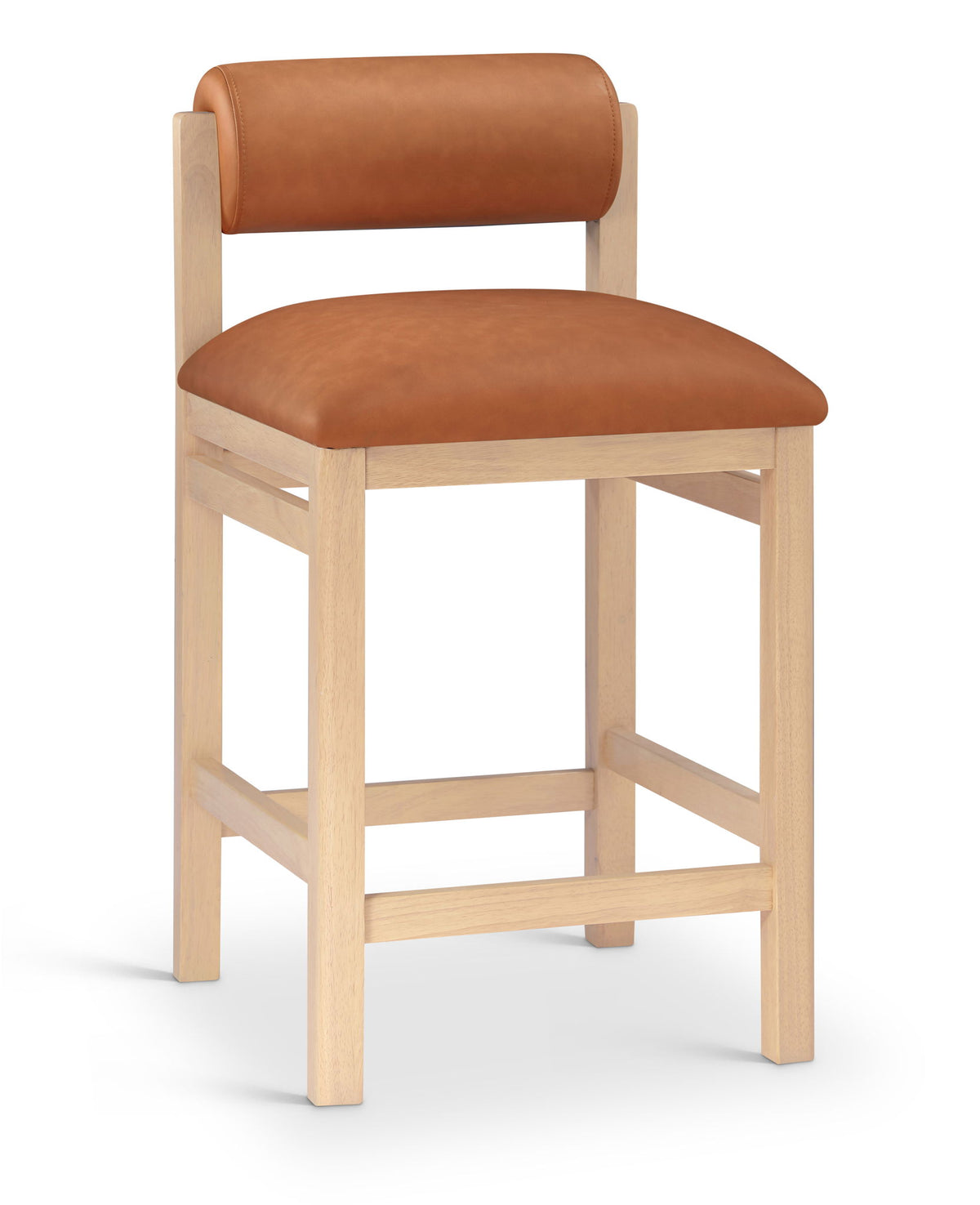 Roundhill - Faux Leather Counter Stool - Natural Frame