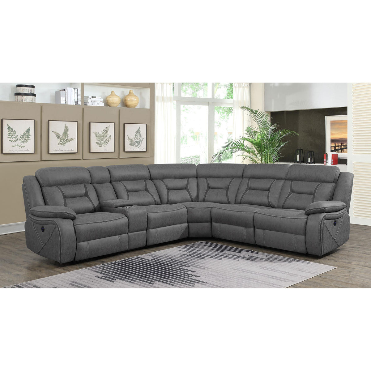 Higgins Power Reclining Leather Look 4 pc Sectional 600370