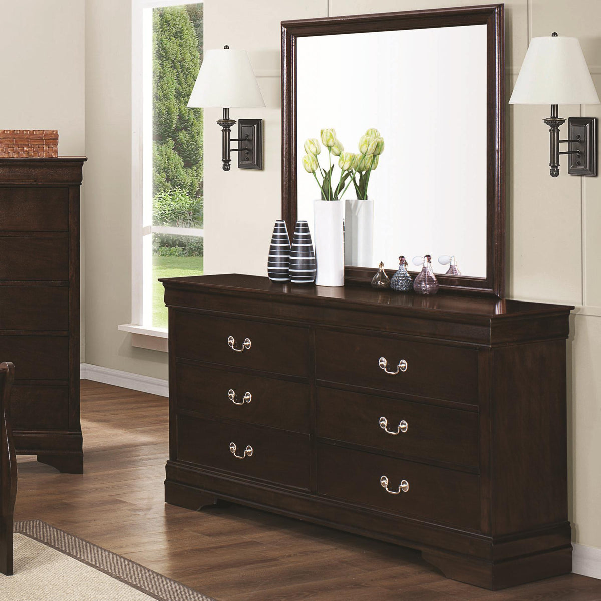 Louis Philippe 6-Drawer Dresser with Mirror 202413/202414