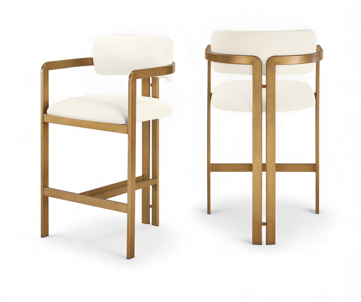 Aurum - Vegan Leather Upholstered Counter Stool With Brushed Brass Base