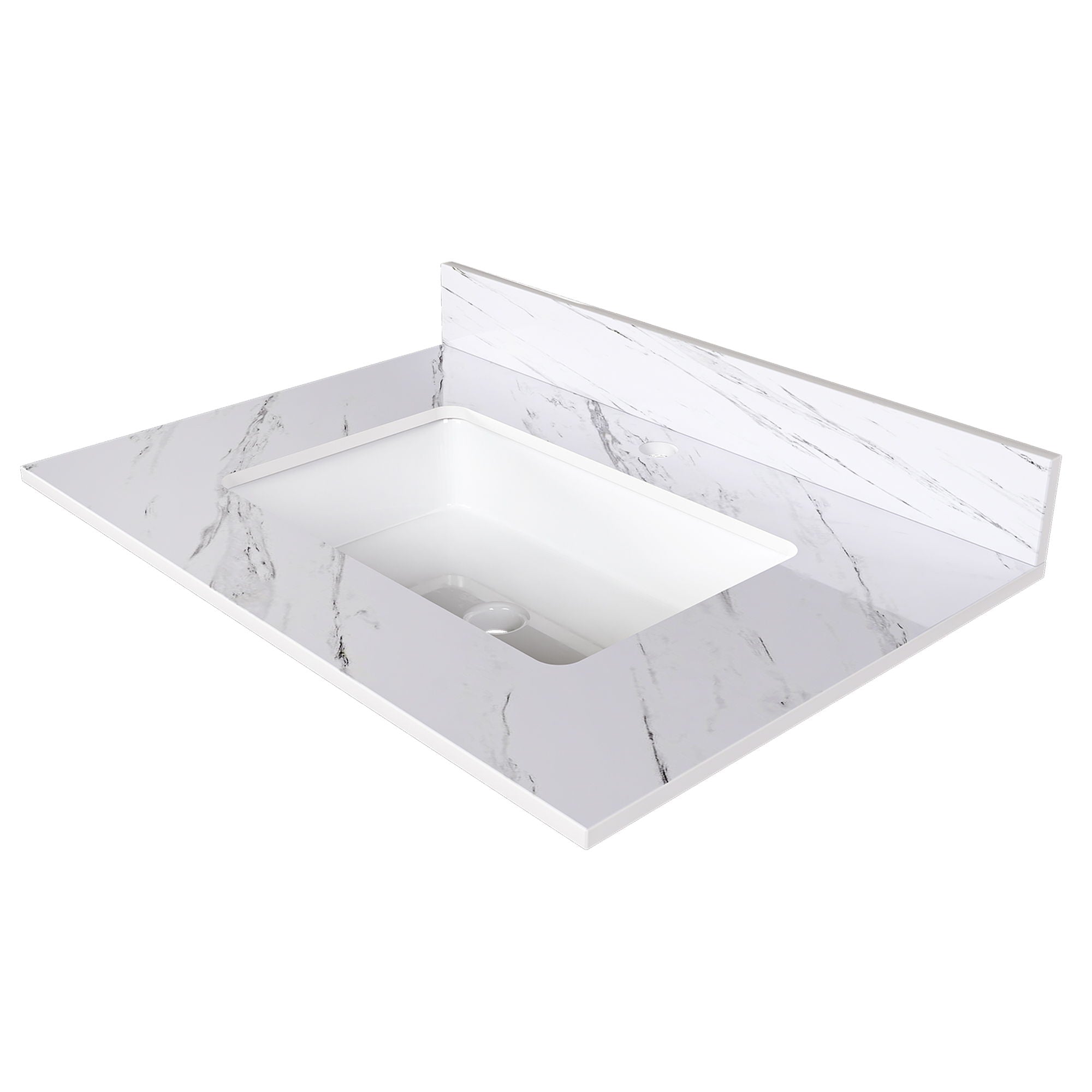 Bianco Carrara Venato Marble Vanity Top With Pre Drilled Faucet Hole And Undermount Sink