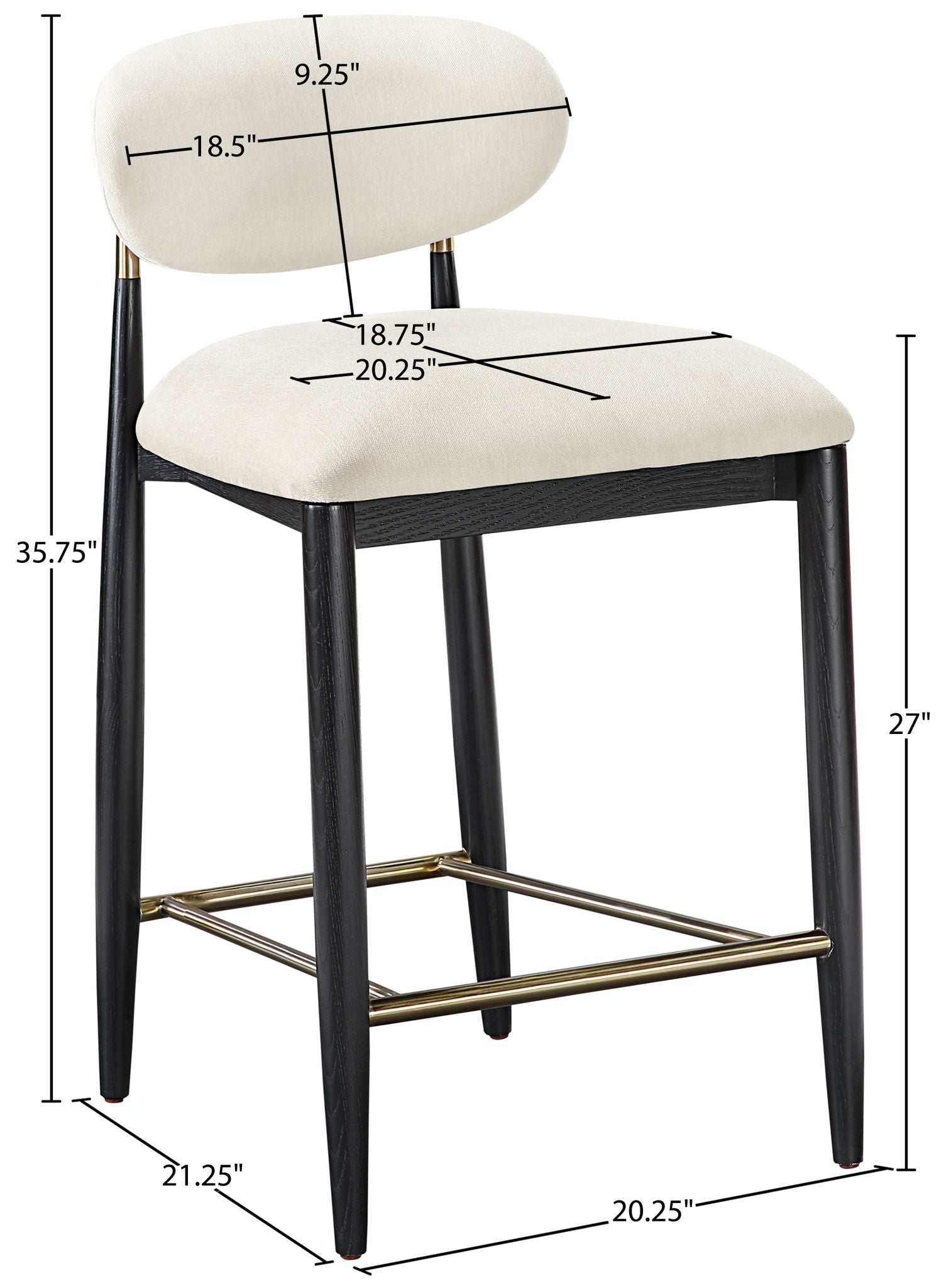Riccio - Fabric Stool - Black Frame