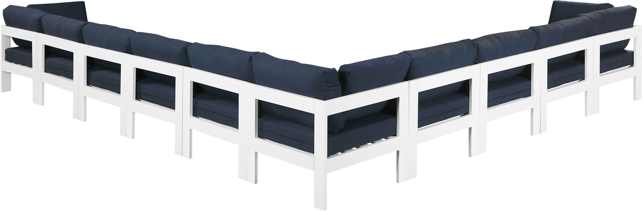 Nizuc - Outdoor Patio 10 Piece Modular Sectional With White Frame