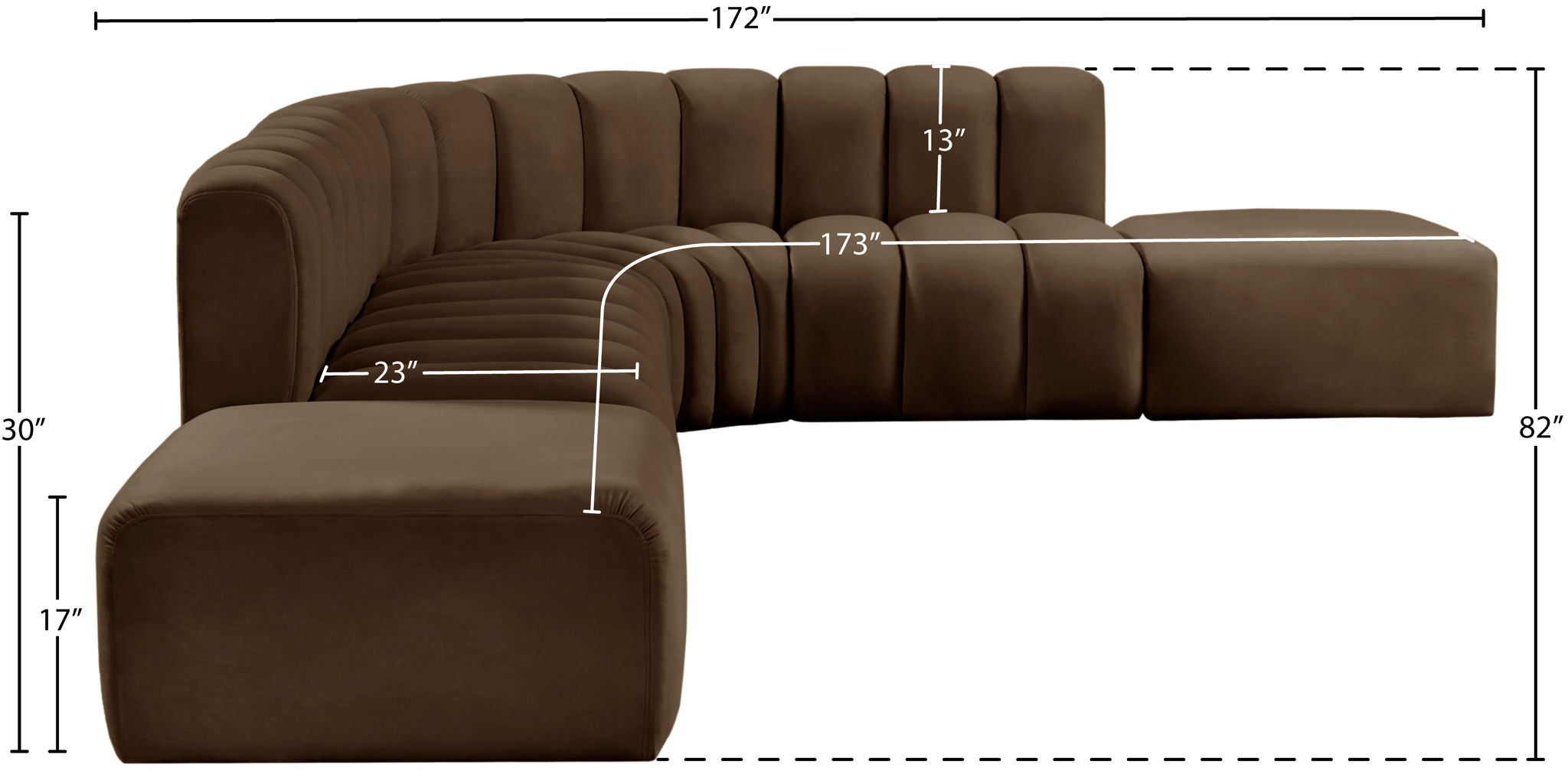 Arc - Velvet 7 Piece Corner Modular Sofa