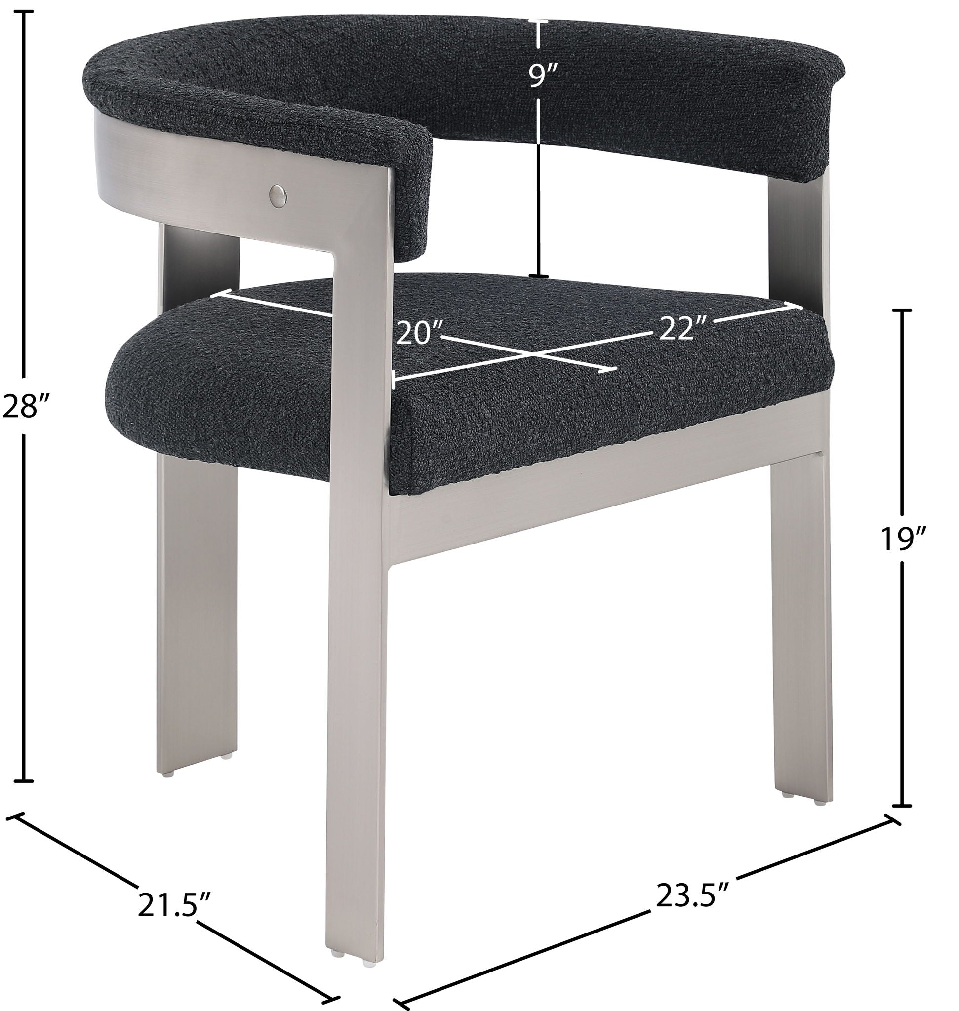 Romeo - Boucle Dining Chair With Silver Base (Set of 2)