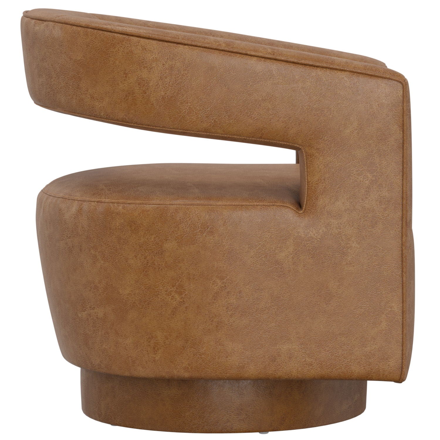 Swivel Accent Chair With Geometric Backrest - Brown