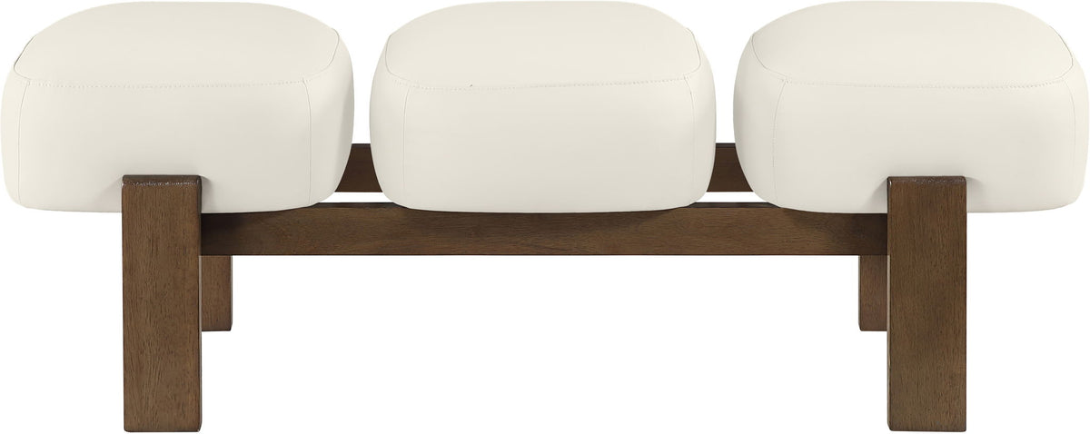 Woodcrest - Vegan Leather Upholstered Bench - Painted Brown Walnut Base