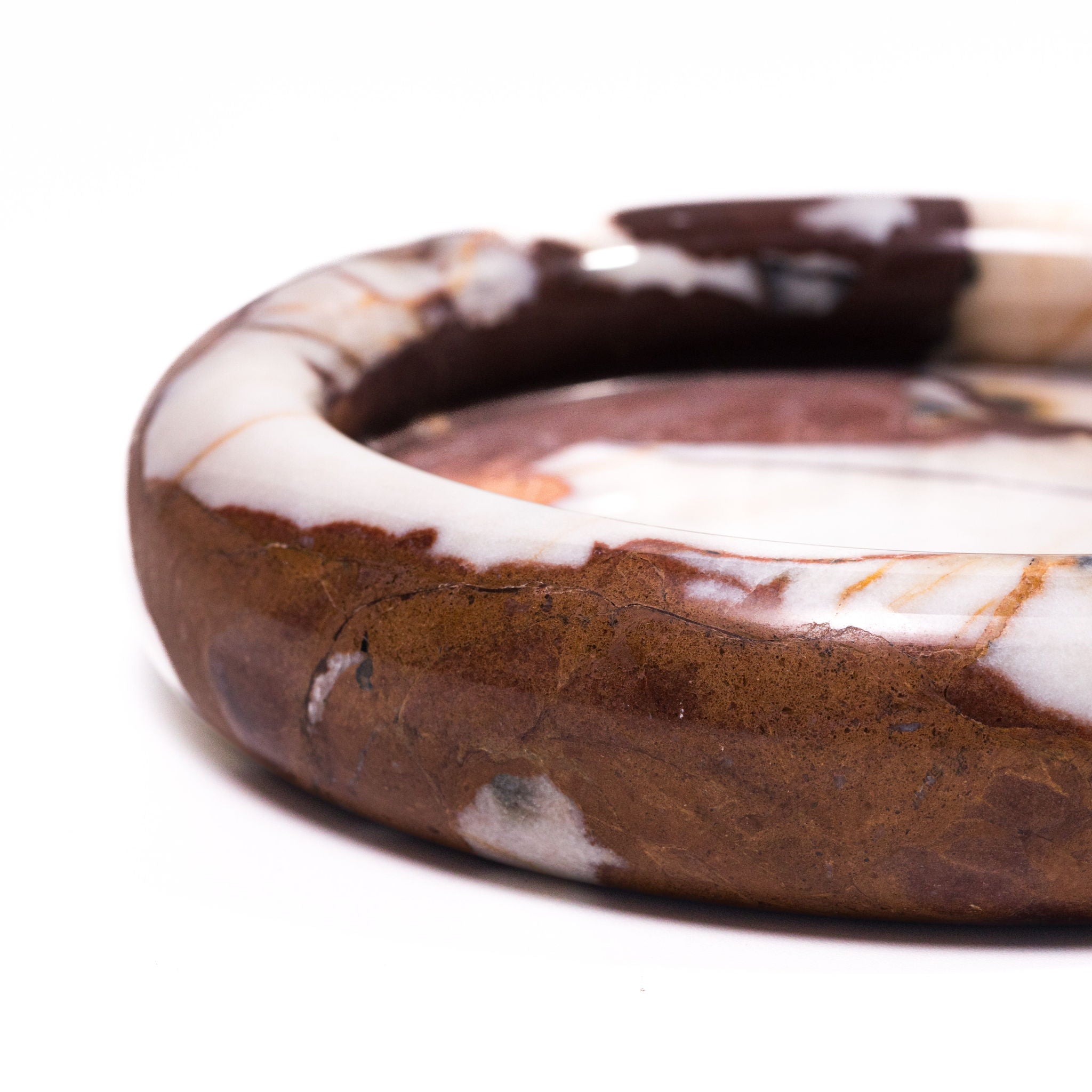 Marble Round Edged Catch-All - Breccia / White / Brown