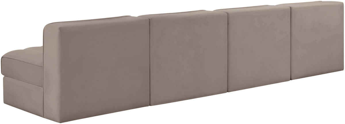 Rummi - Armless Velvet Performance Fabric Upholstered 4 Piece Modular Sofa