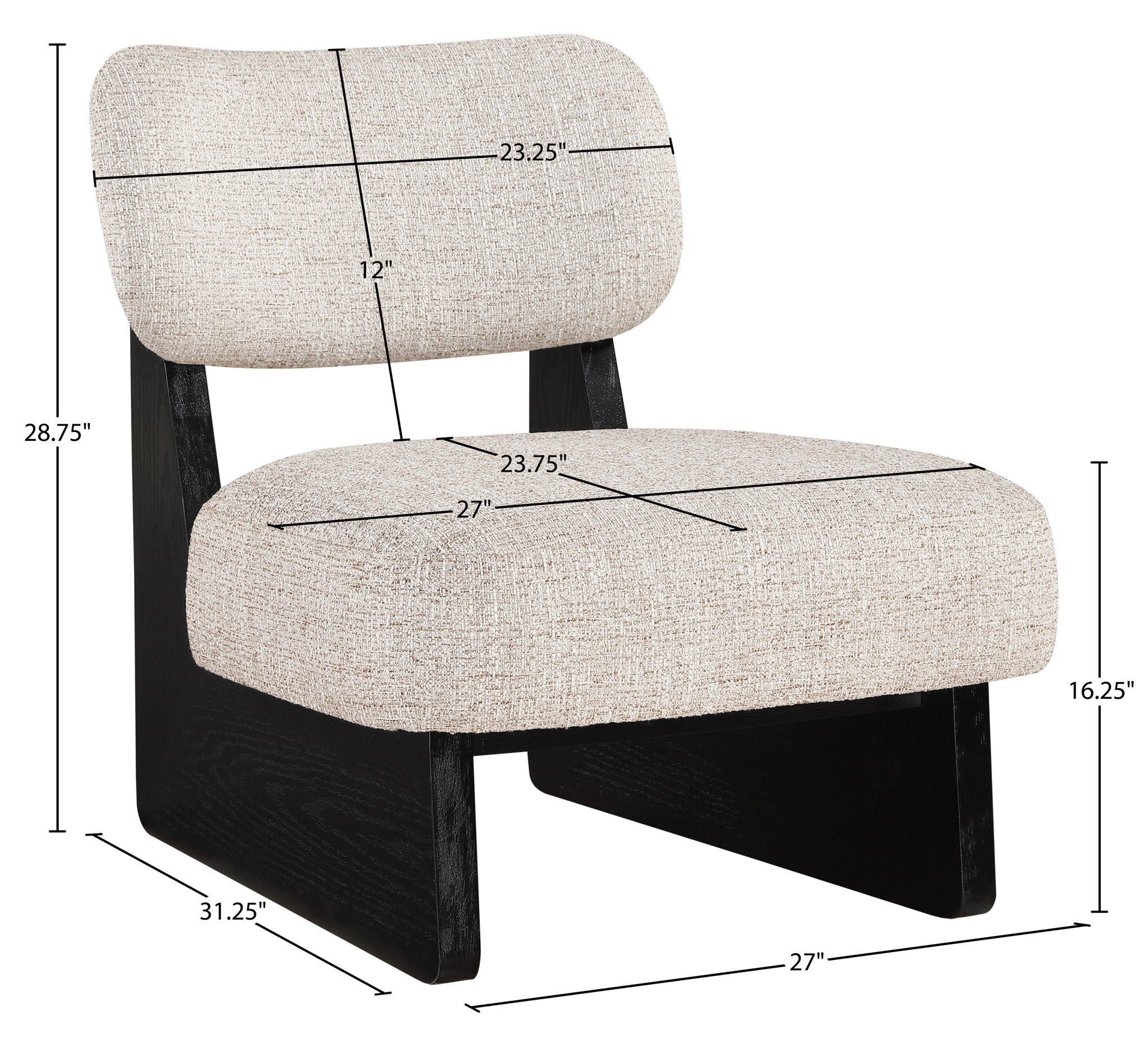 Vetra - Linen Textured Fabric Upholstered Accent Chair With Black Base