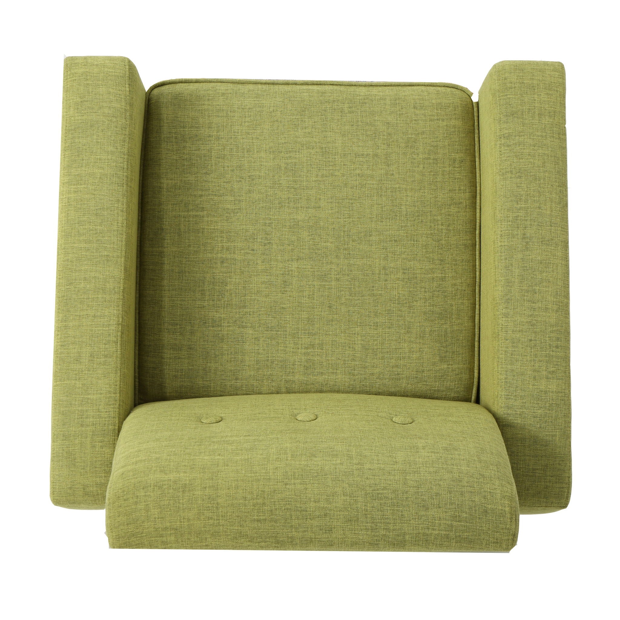 Modern Club Chair, Elegant Fabric With Rubberwood Legs - Green