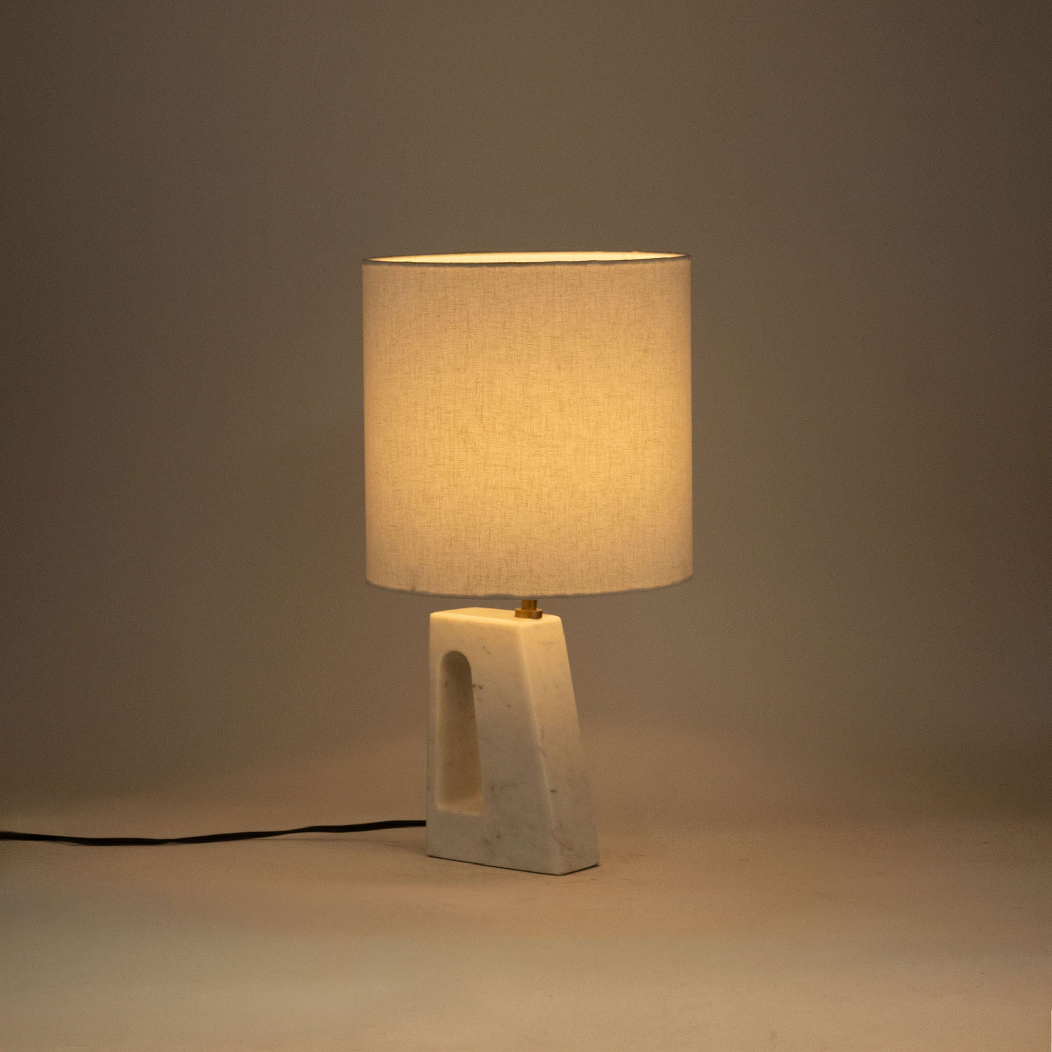 Vellum - Genuine Marble Base And Linen Textured Fabric Shade Table Lamp