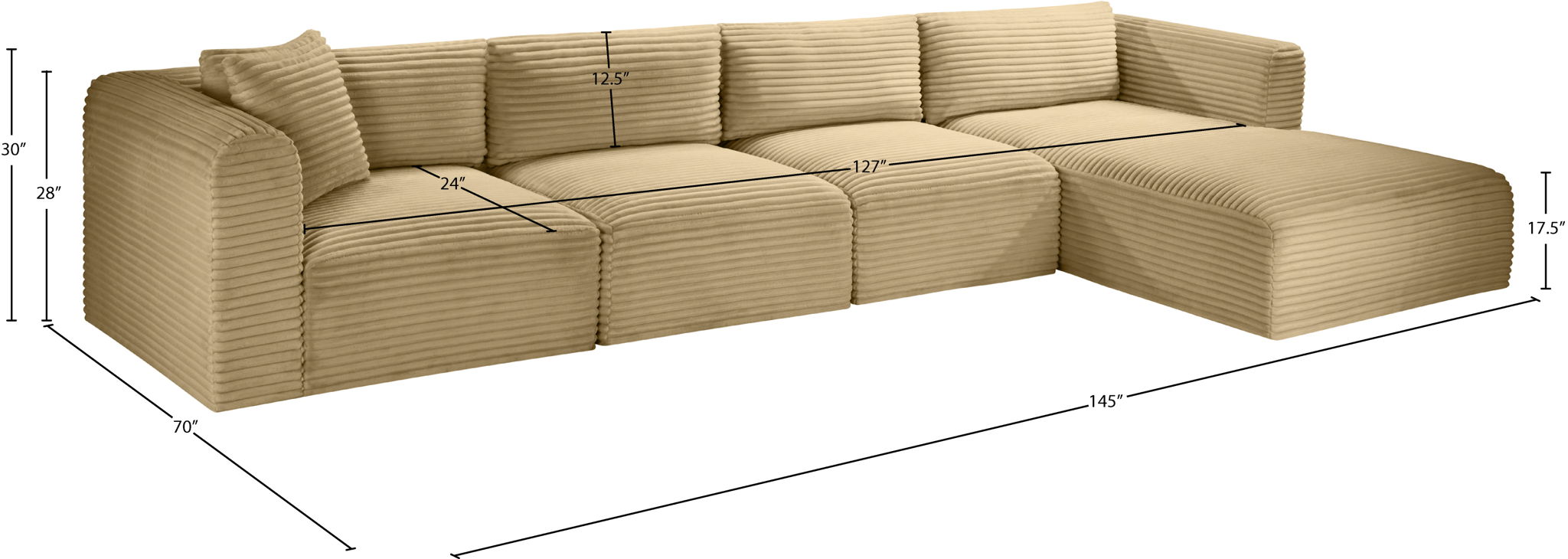 Shaggy - 4 Piece Modular Sectional