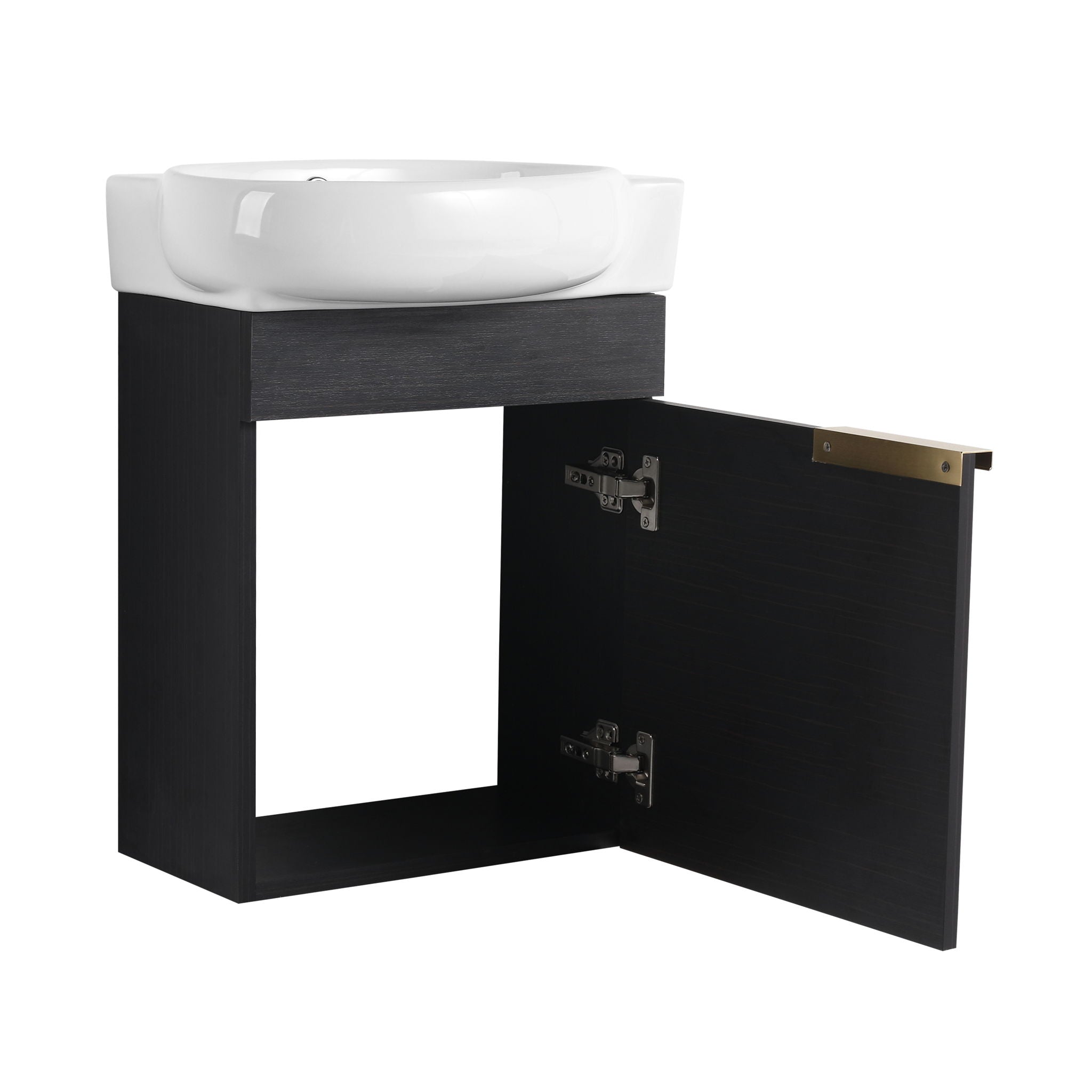 Wall Mounted Bathroom Vanity With Sink And Storage Rack, Soft Close Doors
