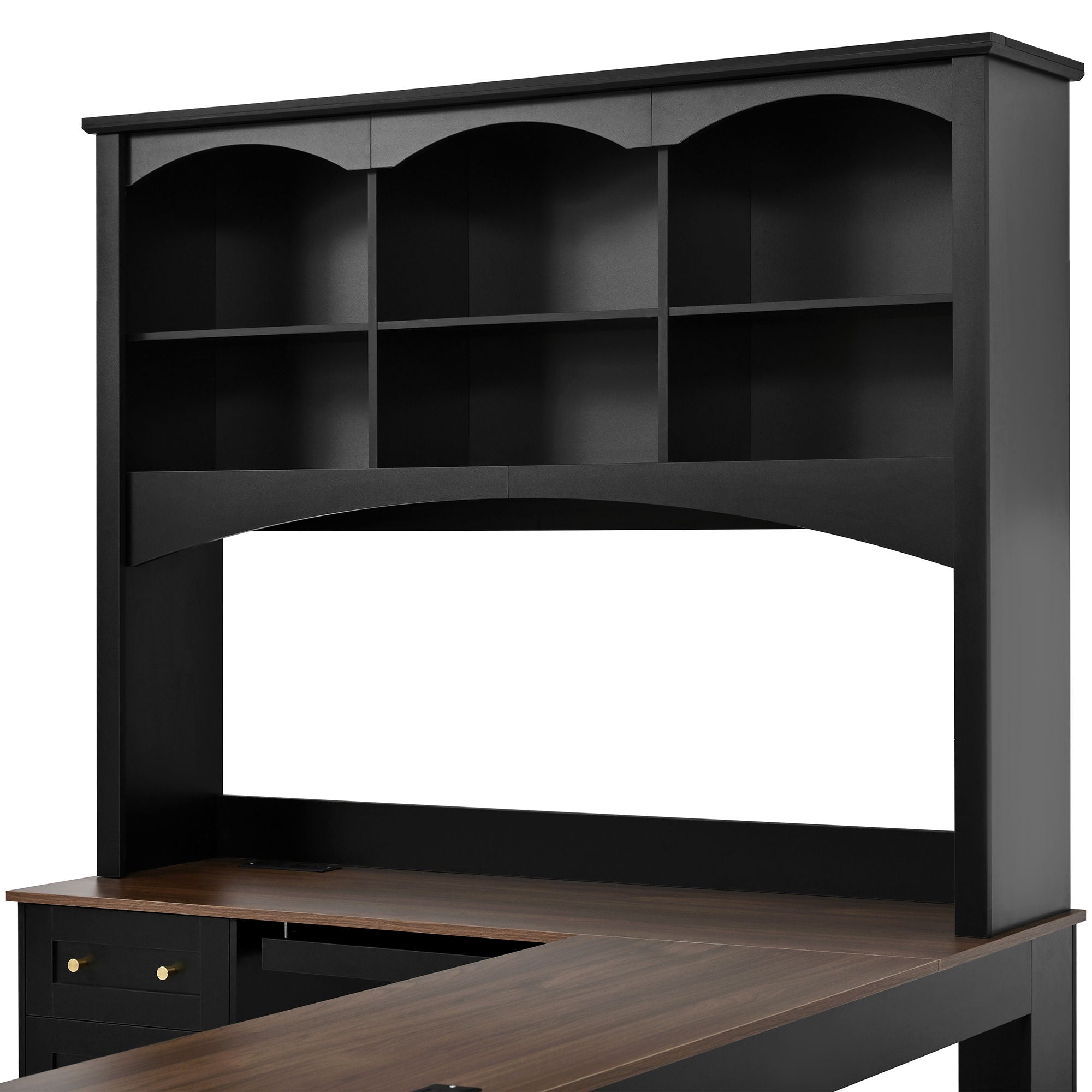 Space Saving L-Shaped Computer Desk With Keyboard Tray & Charging Stations