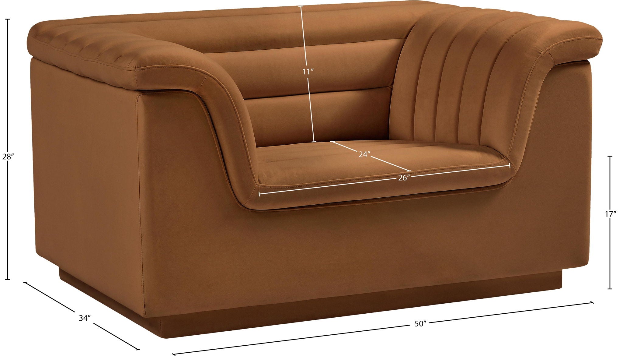 Cascade - Velvet Chair - Saddle