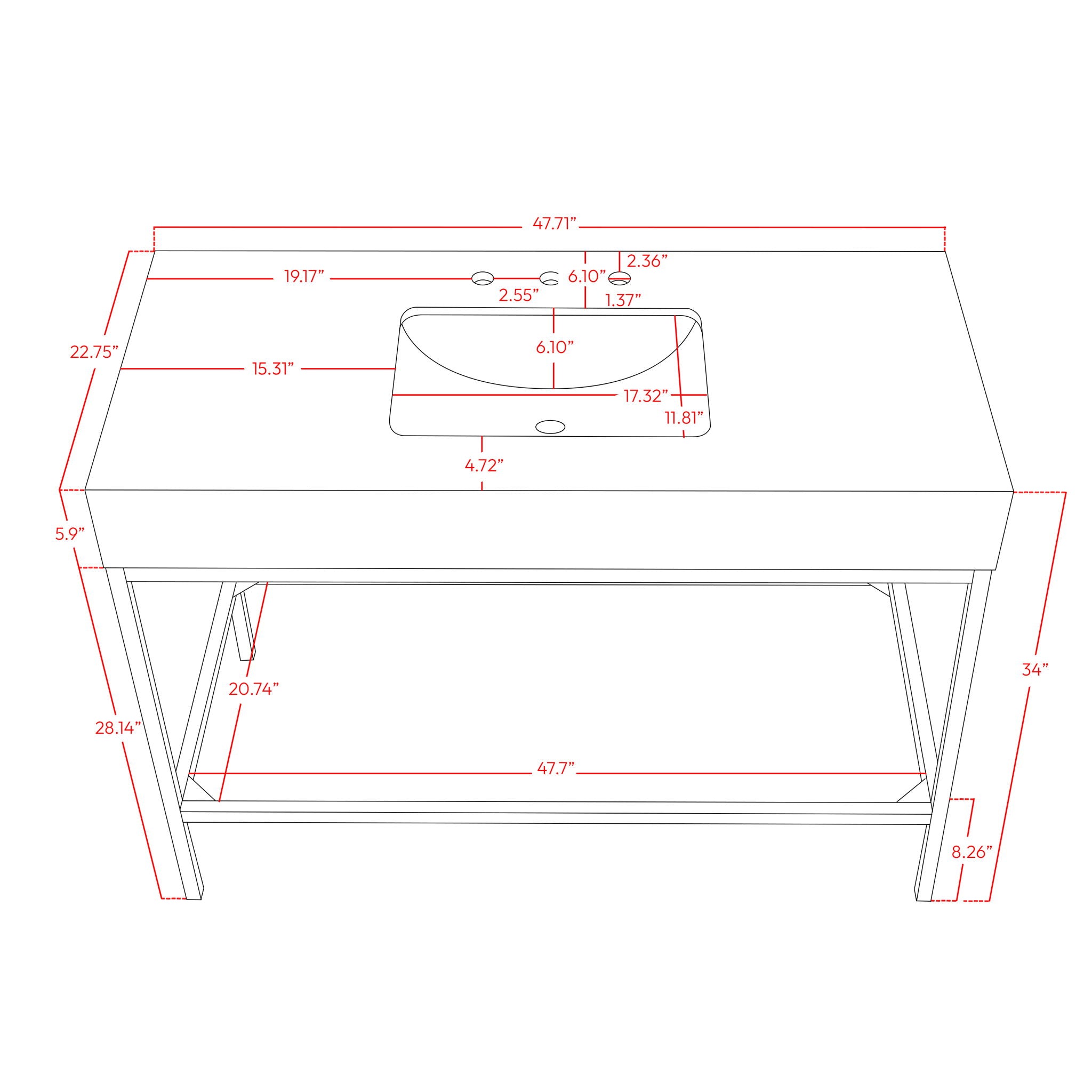 Marmo - Engineered Marble Bathroom Vanity With Black Base