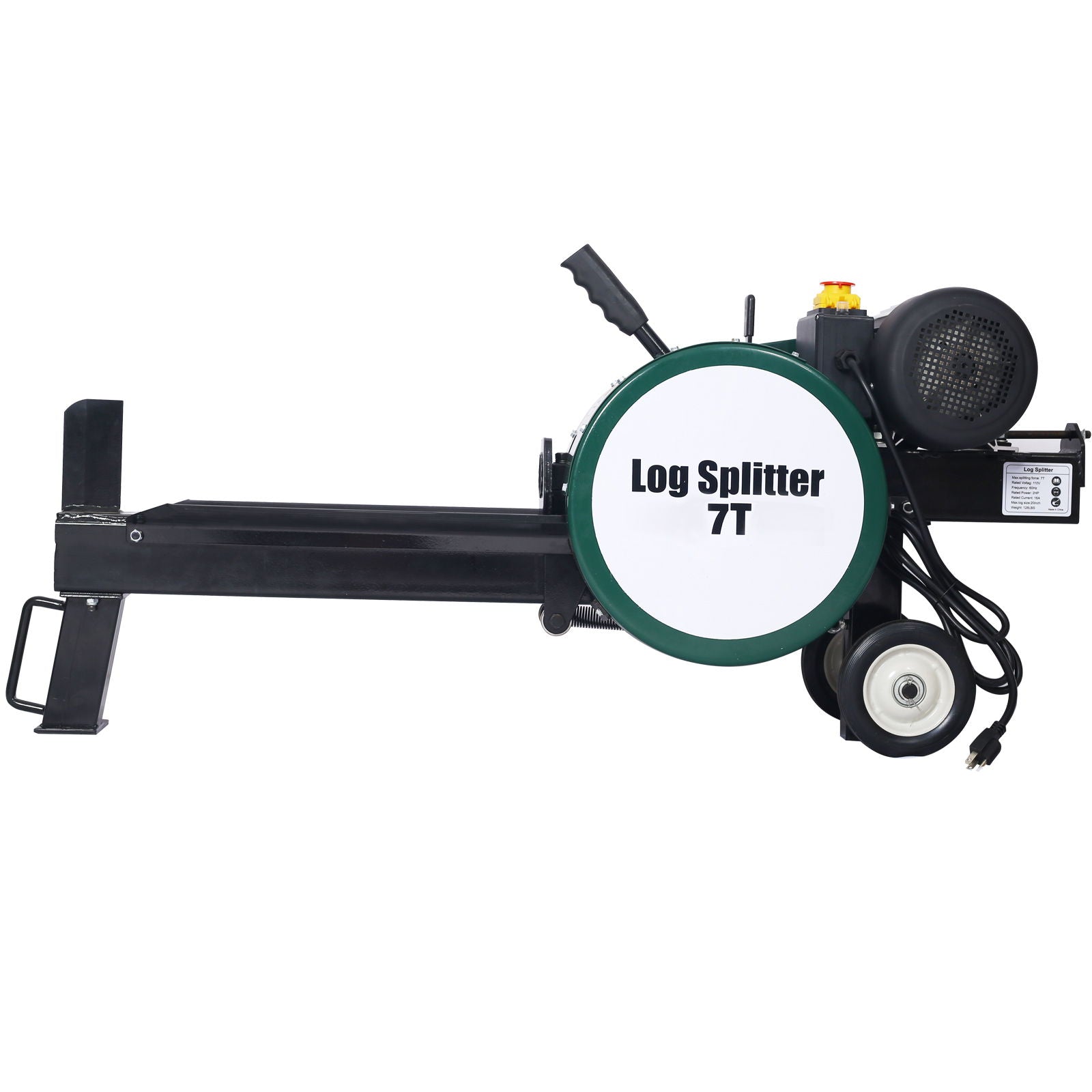 Double Flywheel Electric Log Splitter 7 Ton Portable Firewood Machine Steel - Black