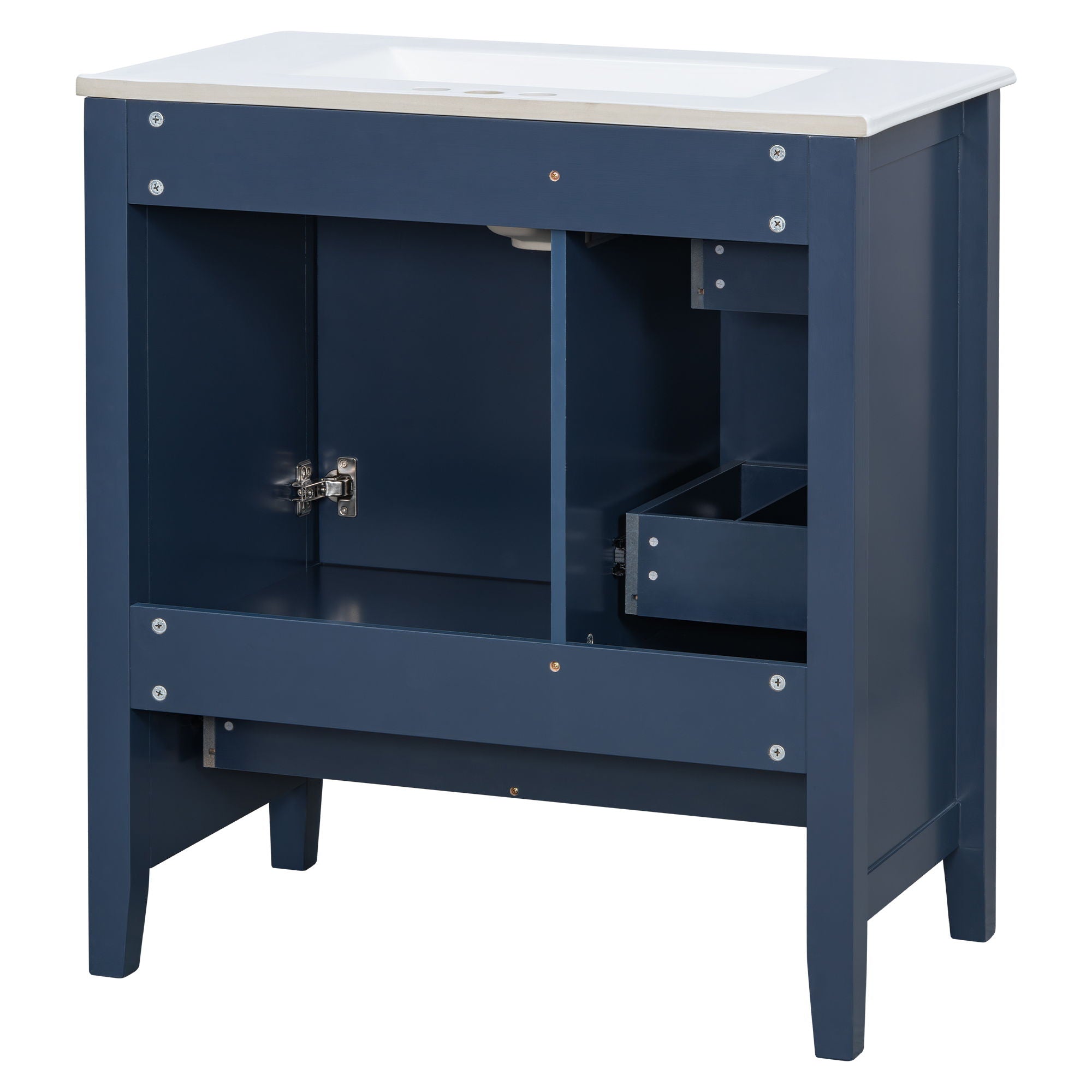 Modern Bathroom Vanity With Sink, 1 Cabinet & 3 Drawers