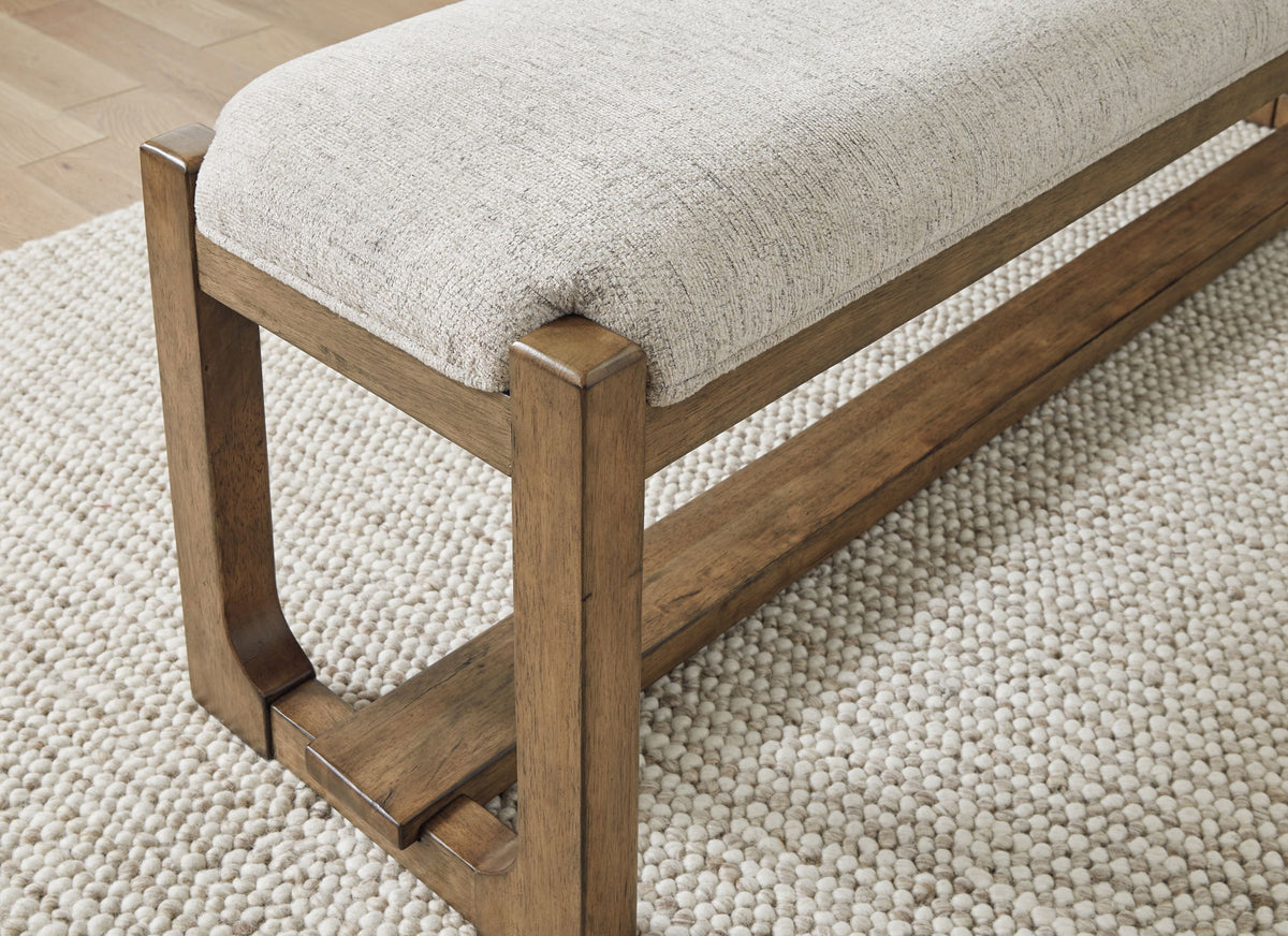 Cabalynn - Large Uph Dining Room Bench - Oatmeal / Light Brown