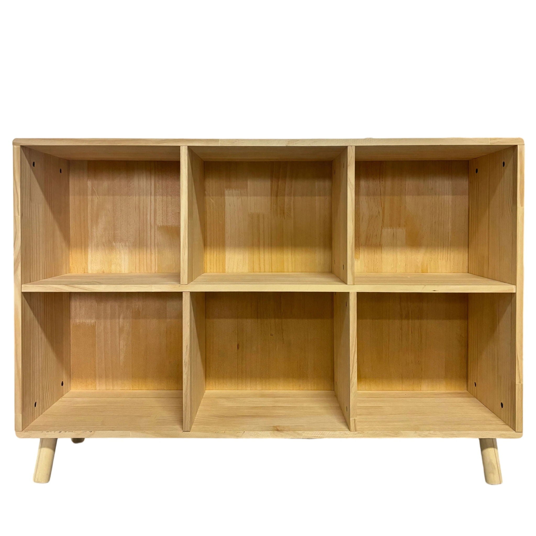 6 Cube Storage Shelf, Freestanding Open Bookcase With Legs Cubby Organizer For Living Room - Natural Wood