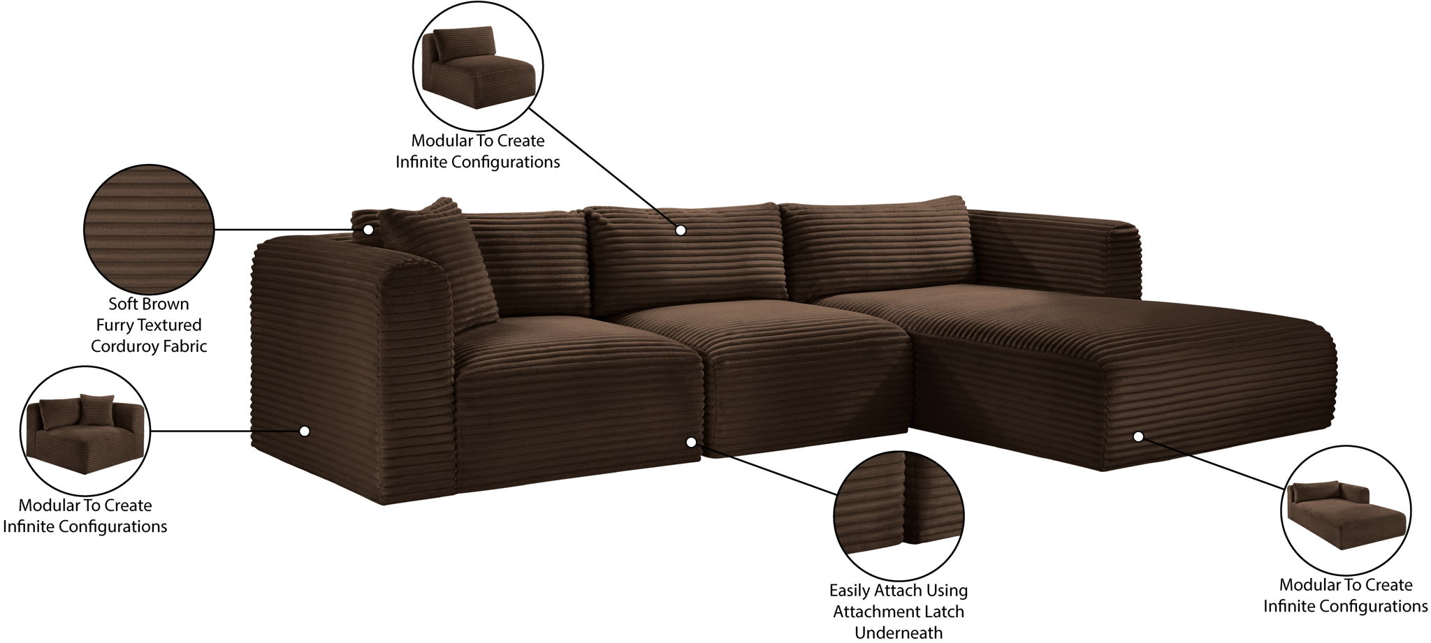 Shaggy - 3 Piece Modular Sectional