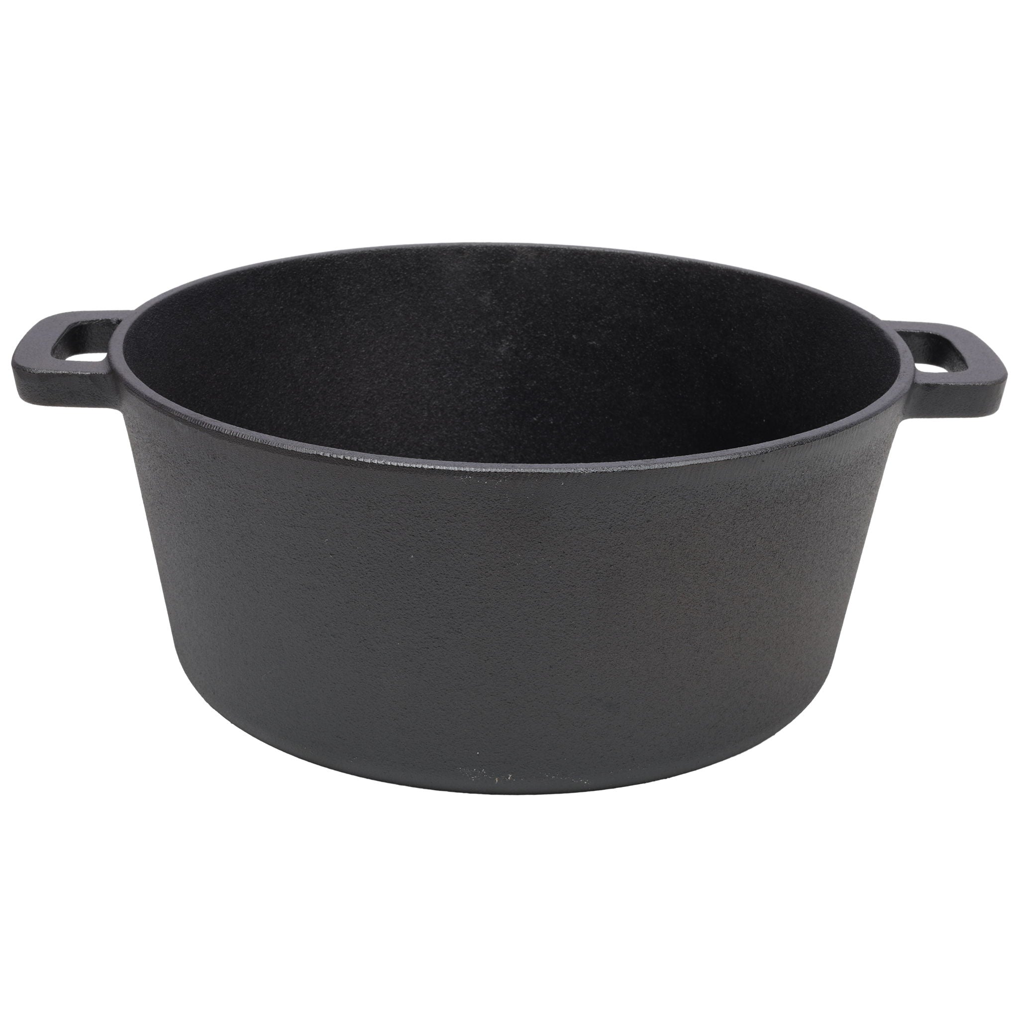 3 In 1 Pre-Seasoned Cast Iron Dutch Oven, Outdoor Camping Deep Pot, 5 Quart With Silicone Handles - Black