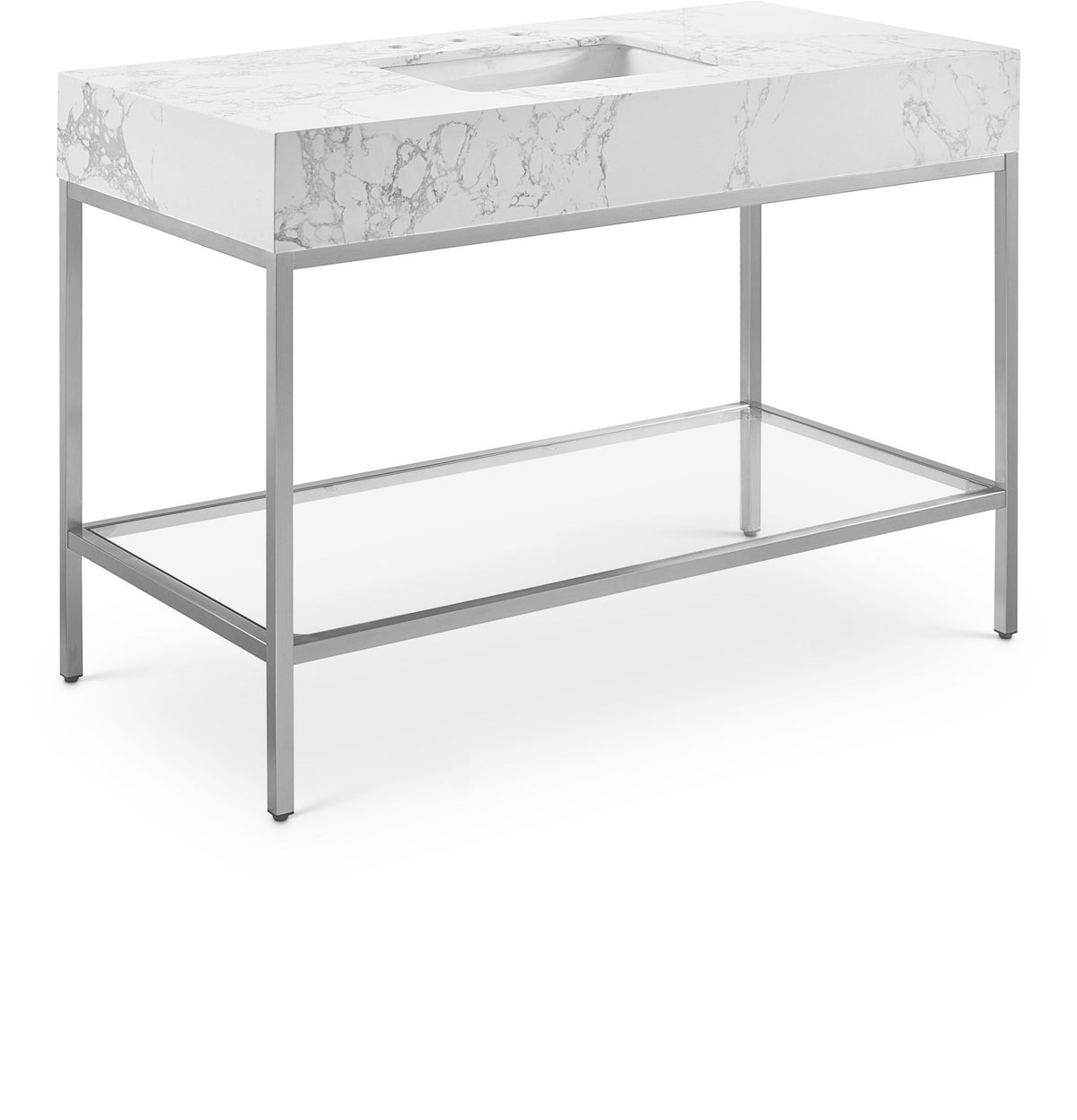 Marmo - Engineered Marble Bathroom Vanity With Chrome Base