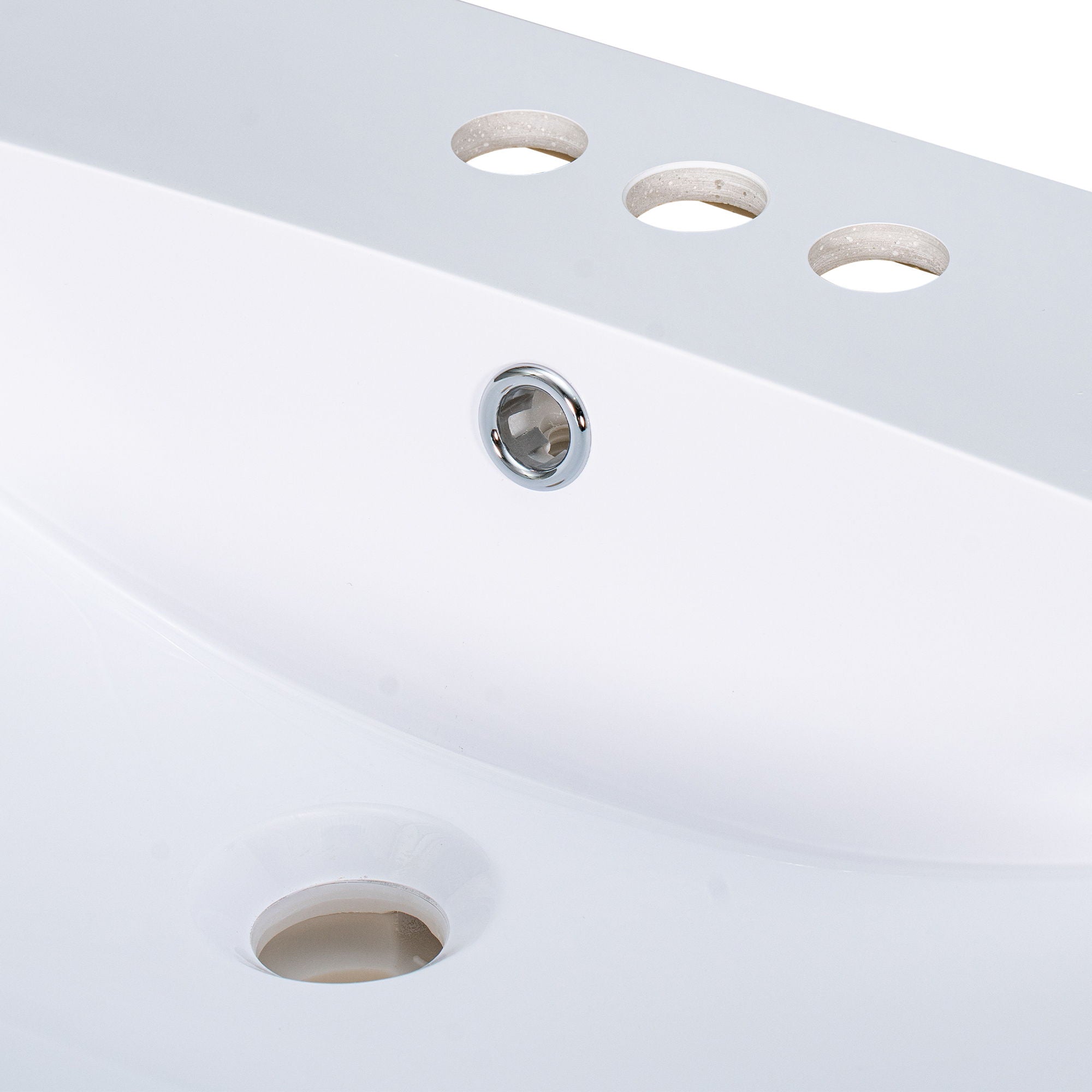 Bathroom Vanity Top, Rectangular Undermount Sink With 3 Faucet Holes, 4" Centerset Compatible - White