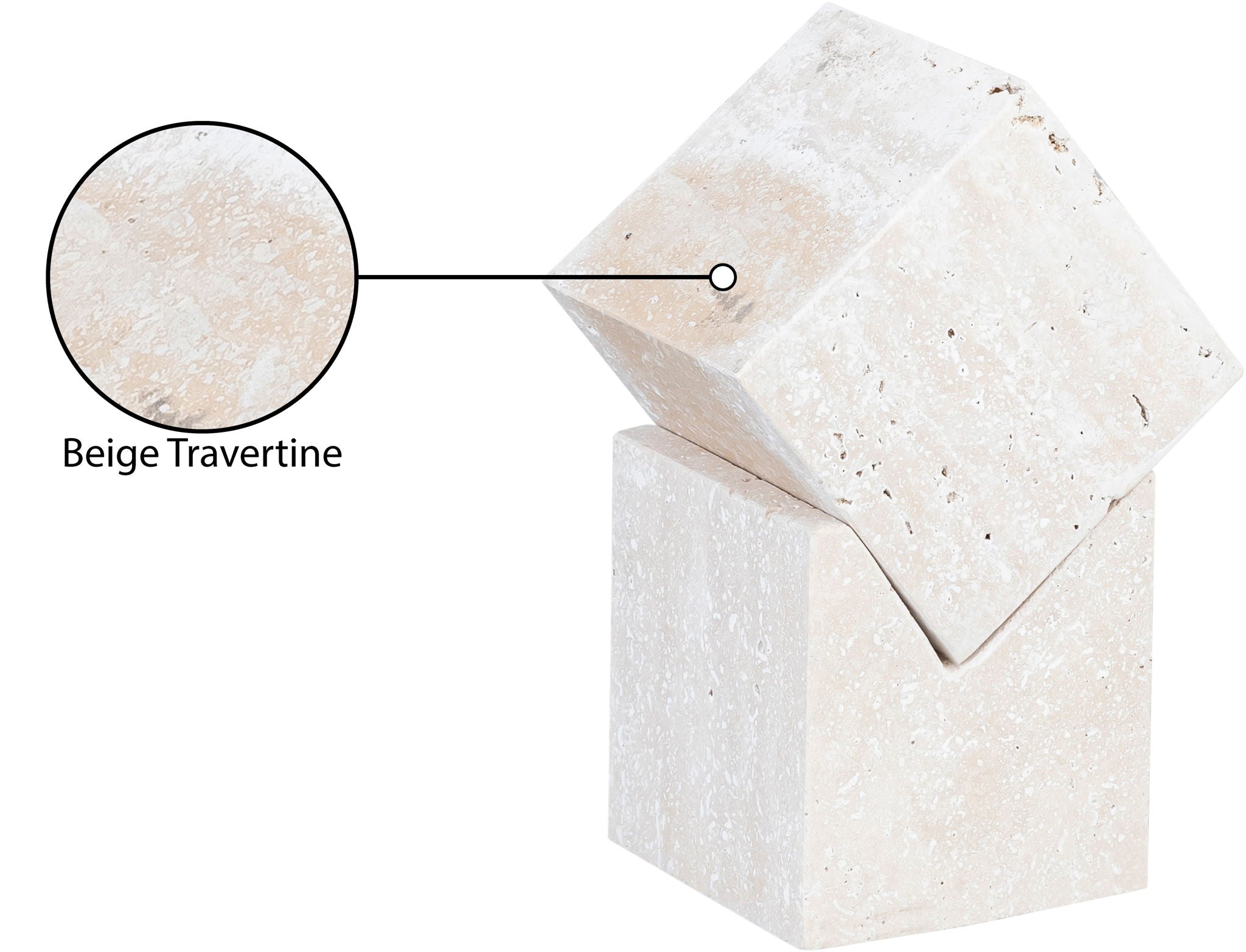 Quad - Travertine Decorative Cube - Natural