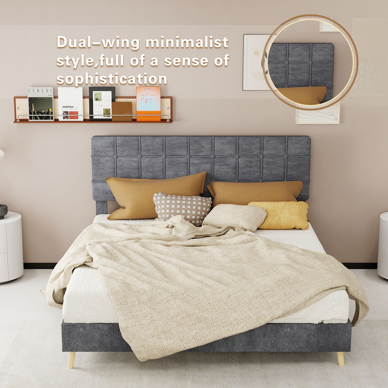 Yungan Lingge Minimalist Soft Pack Headboard Bed