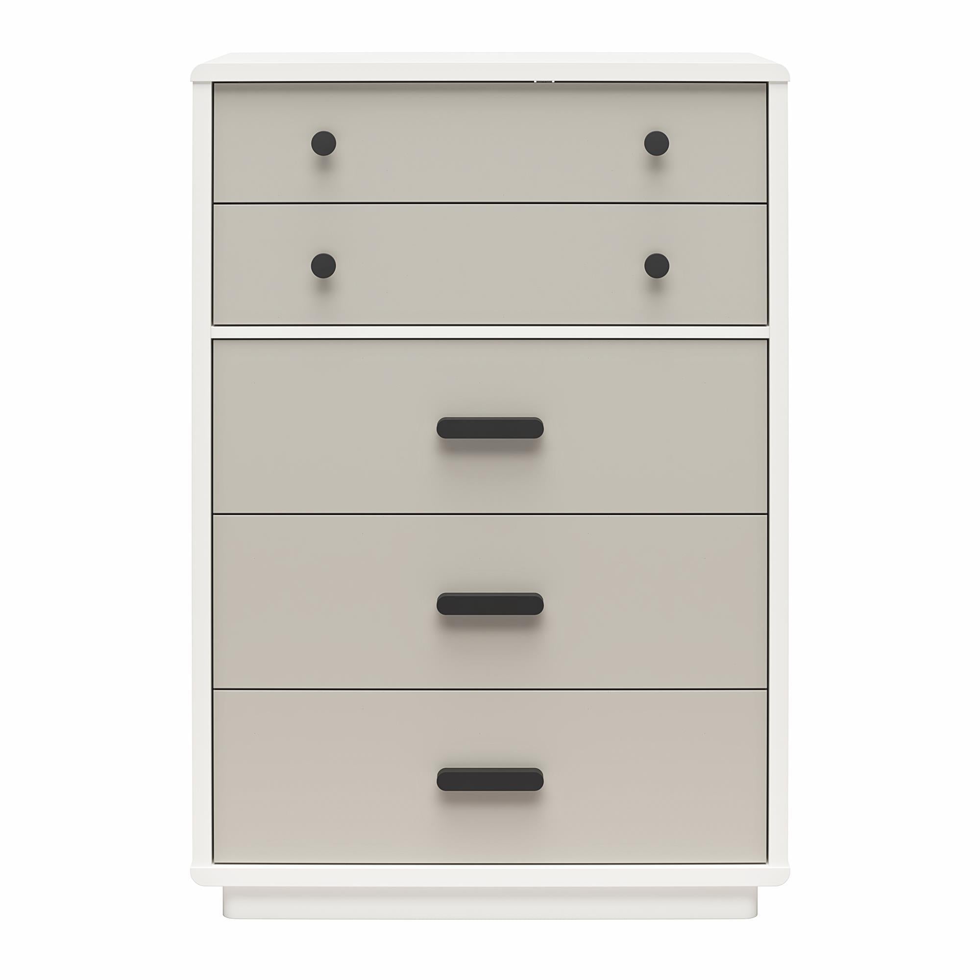 Valencia - 5 Drawer Dresser - White / Gray