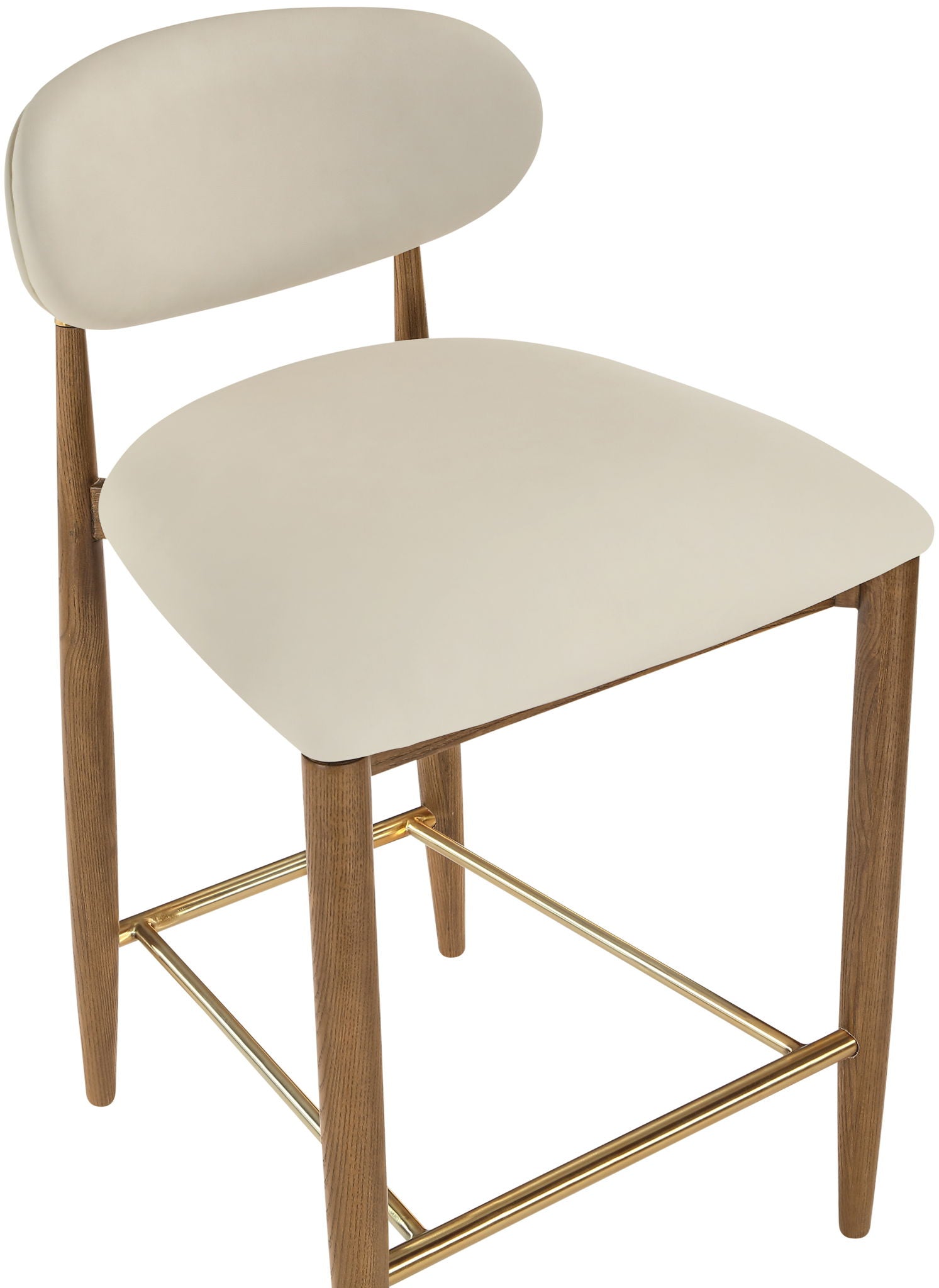 Riccio - Stool - Walnut And Gold Frame