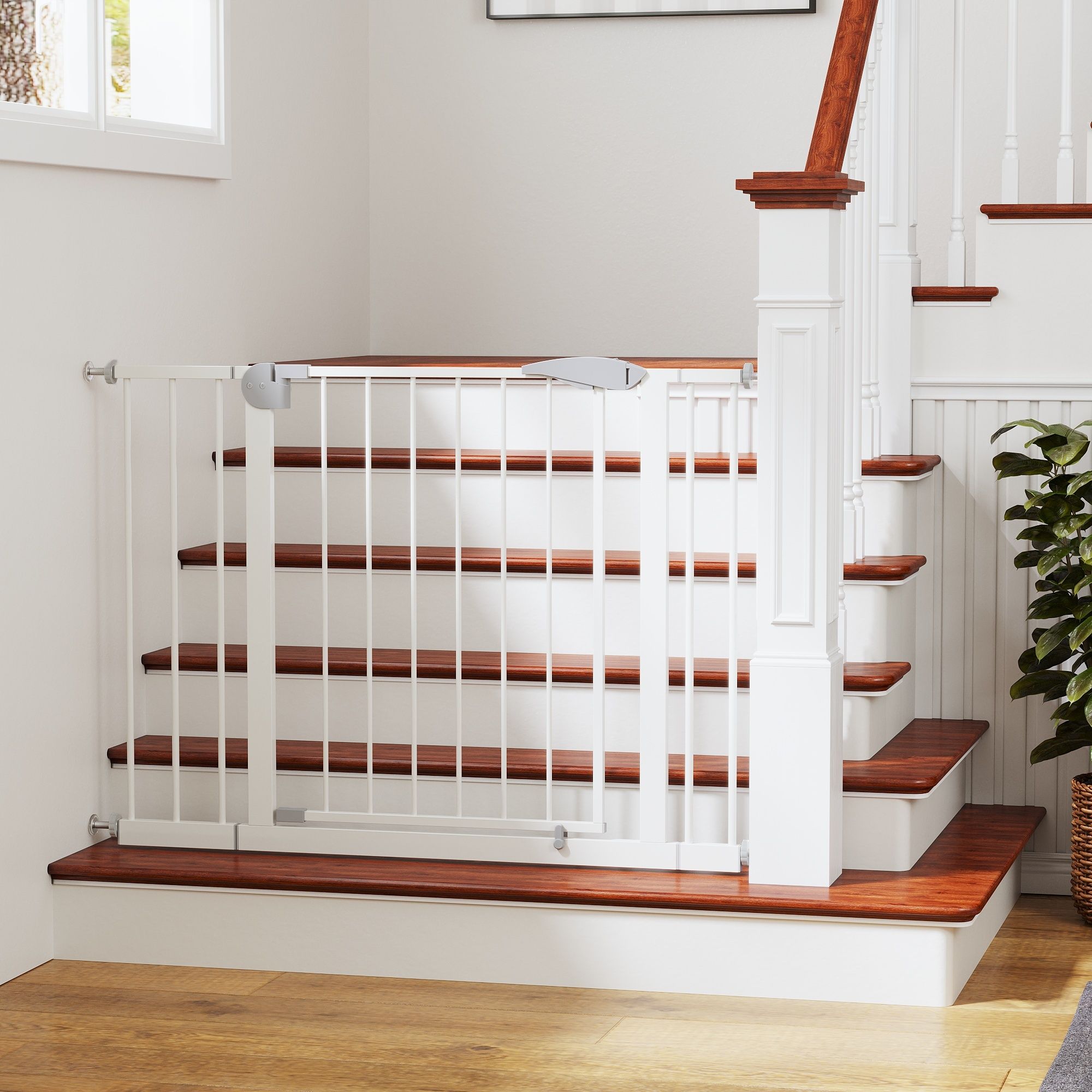 Pressure Mounted Baby Gate For Stairs - White