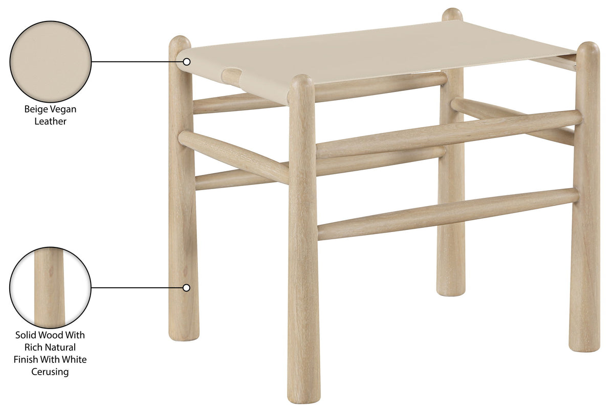 Santos - Faux Leather Upholstered Bench - Natural Frame