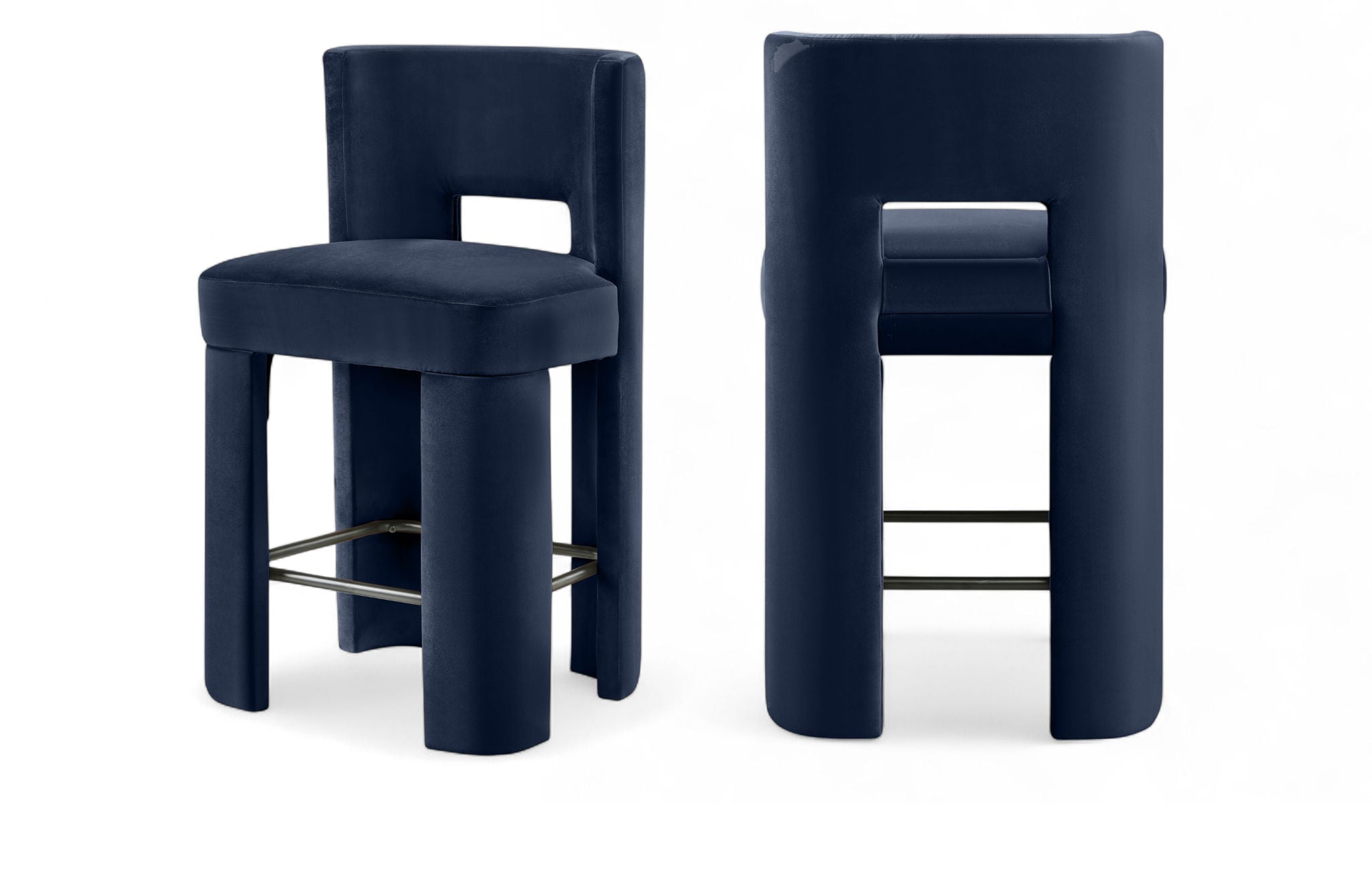 Zuno - Velvet Performance Fabric Upholstered Counter Stool (Set of 2)
