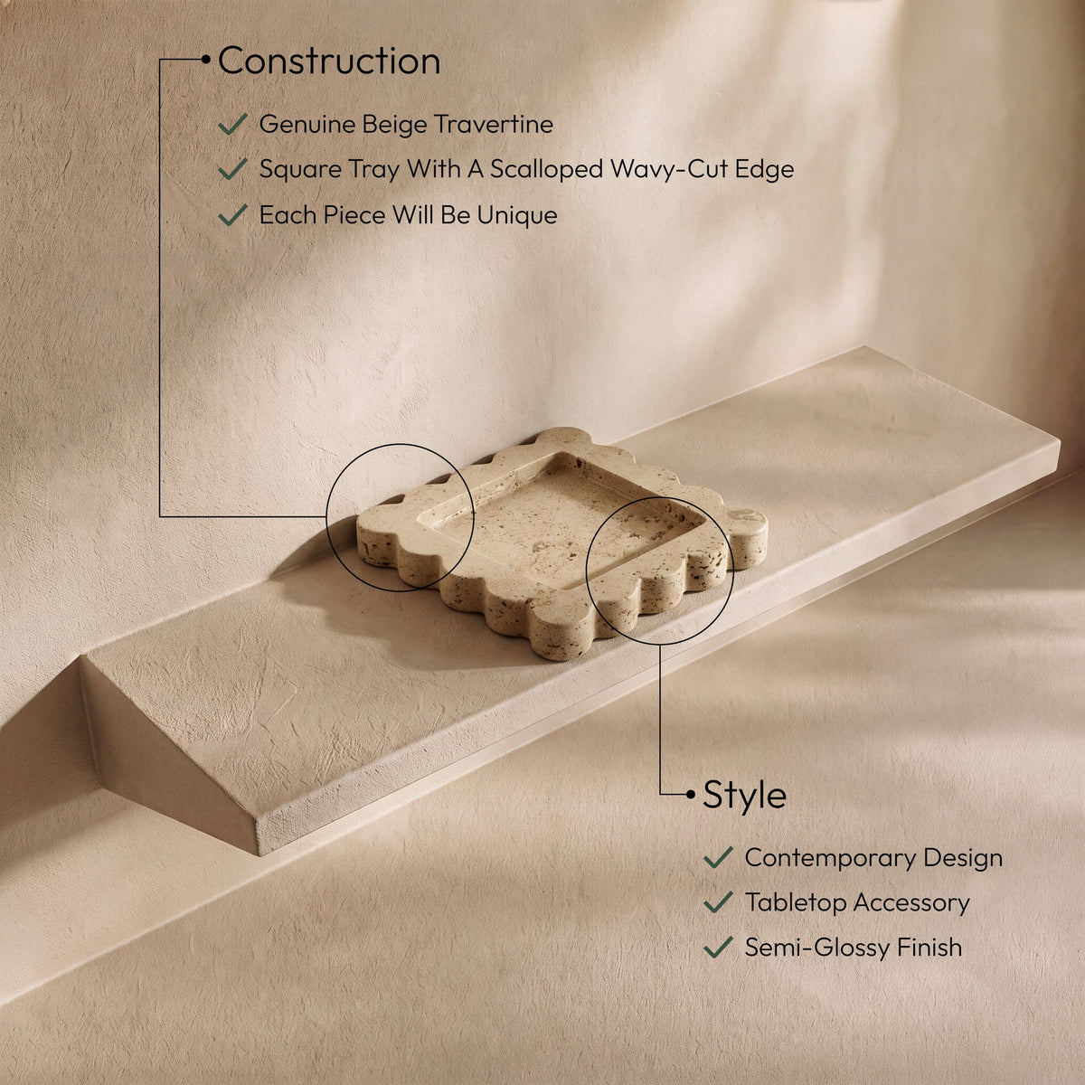 Natalie - Travertine Tray