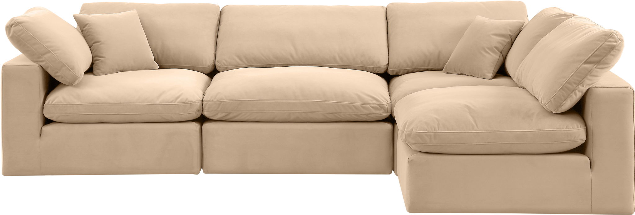 Comfy - 4 Piece Velvet Modular Armless Sectional