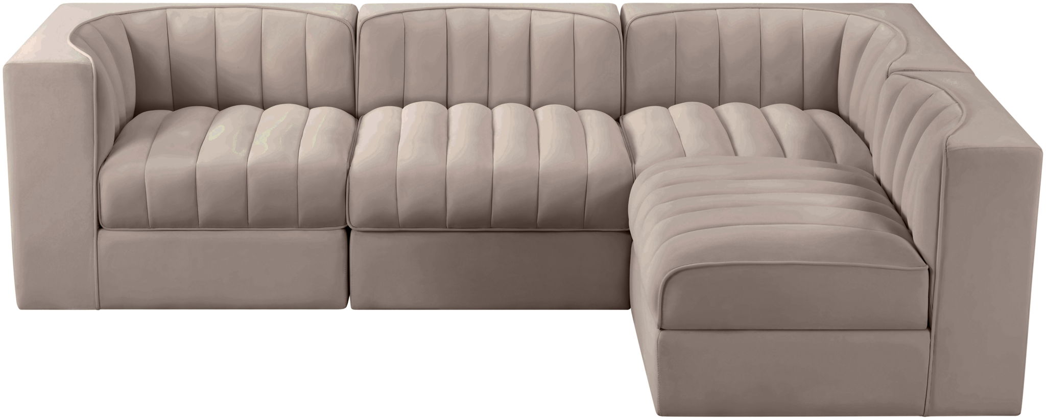 Rummi - Velvet Performance Fabric Upholstered 4 Piece Modular Sectional