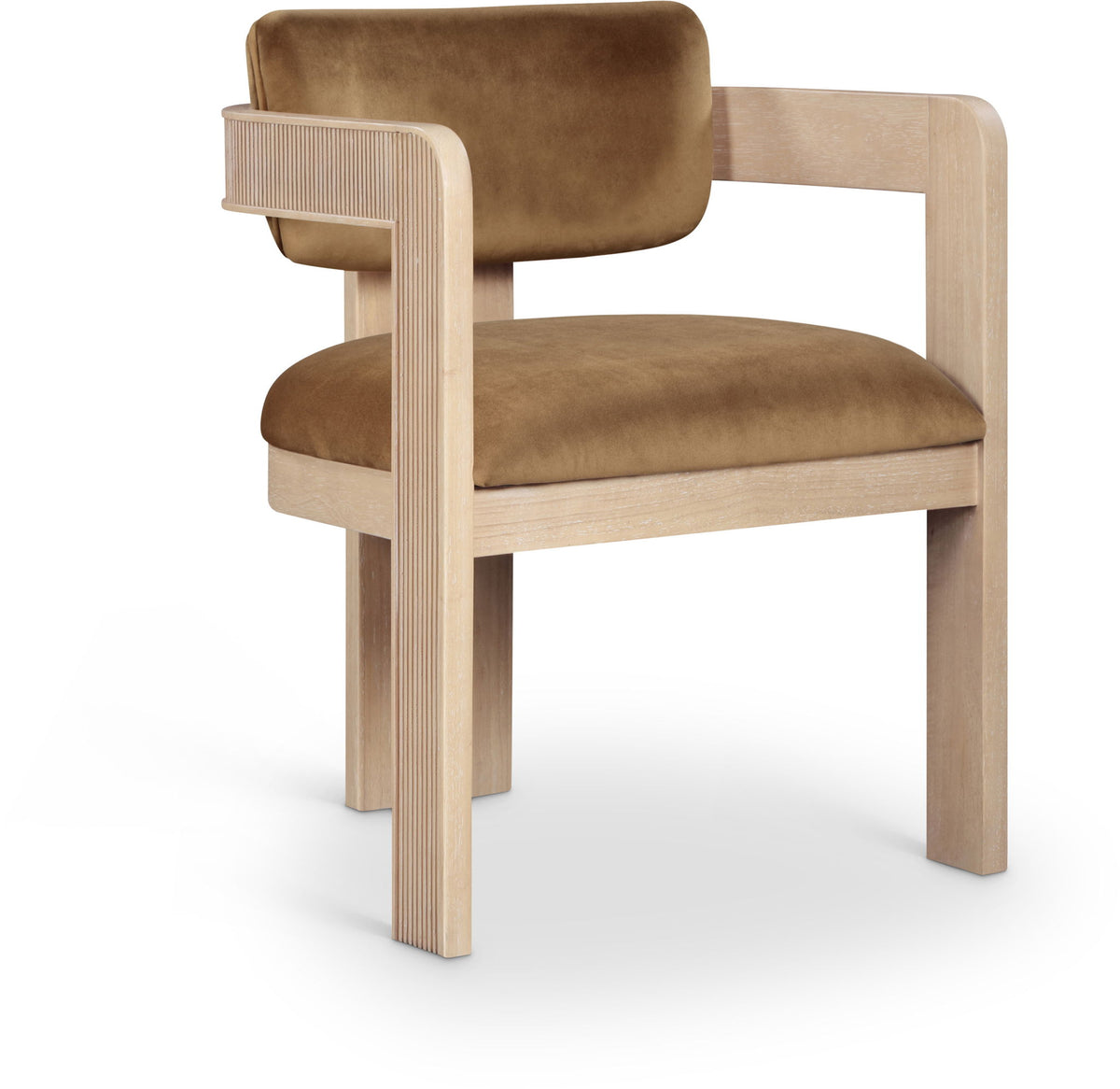 Sacha - Velvet Dining Chair With Natural Base (Set of 2) - Saddle
