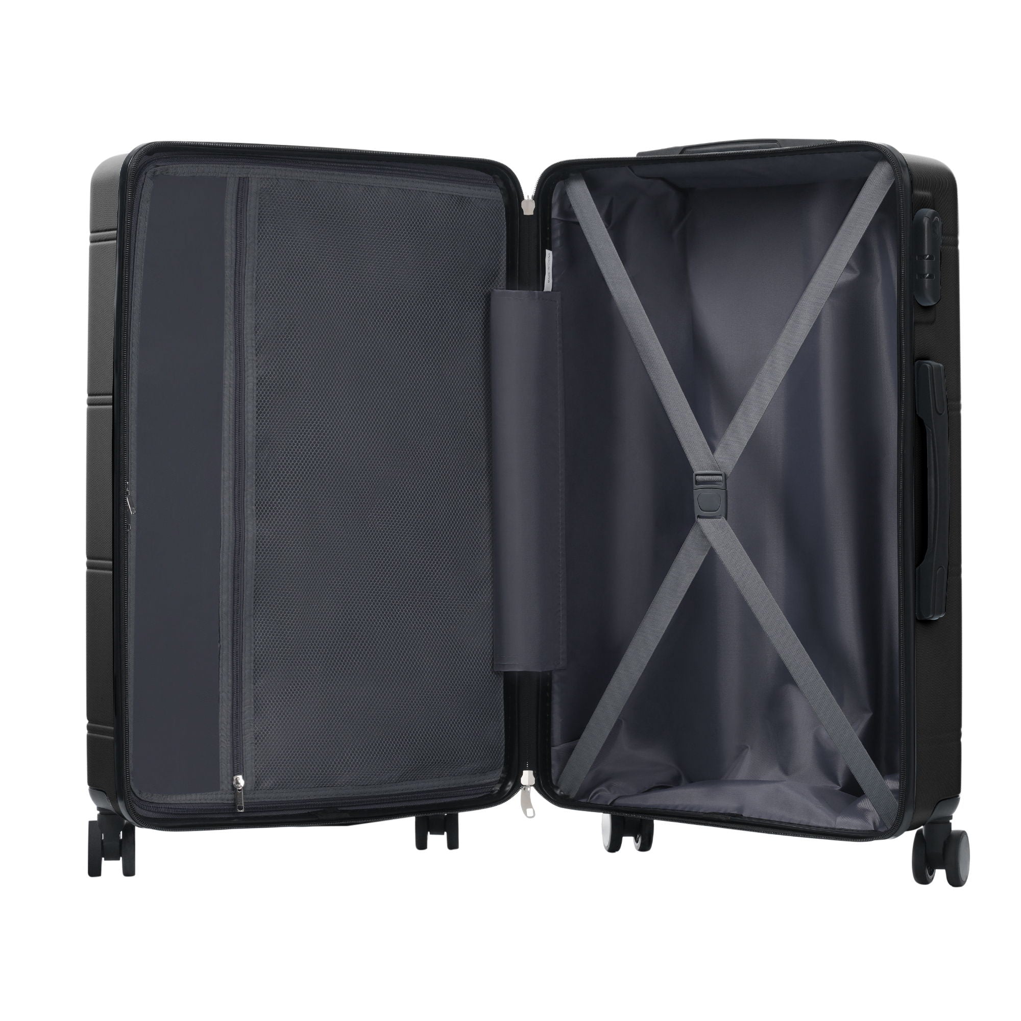 6 Piece Lightweight Hardshell Luggage Set With Double Spinner Wheels, Password Lock