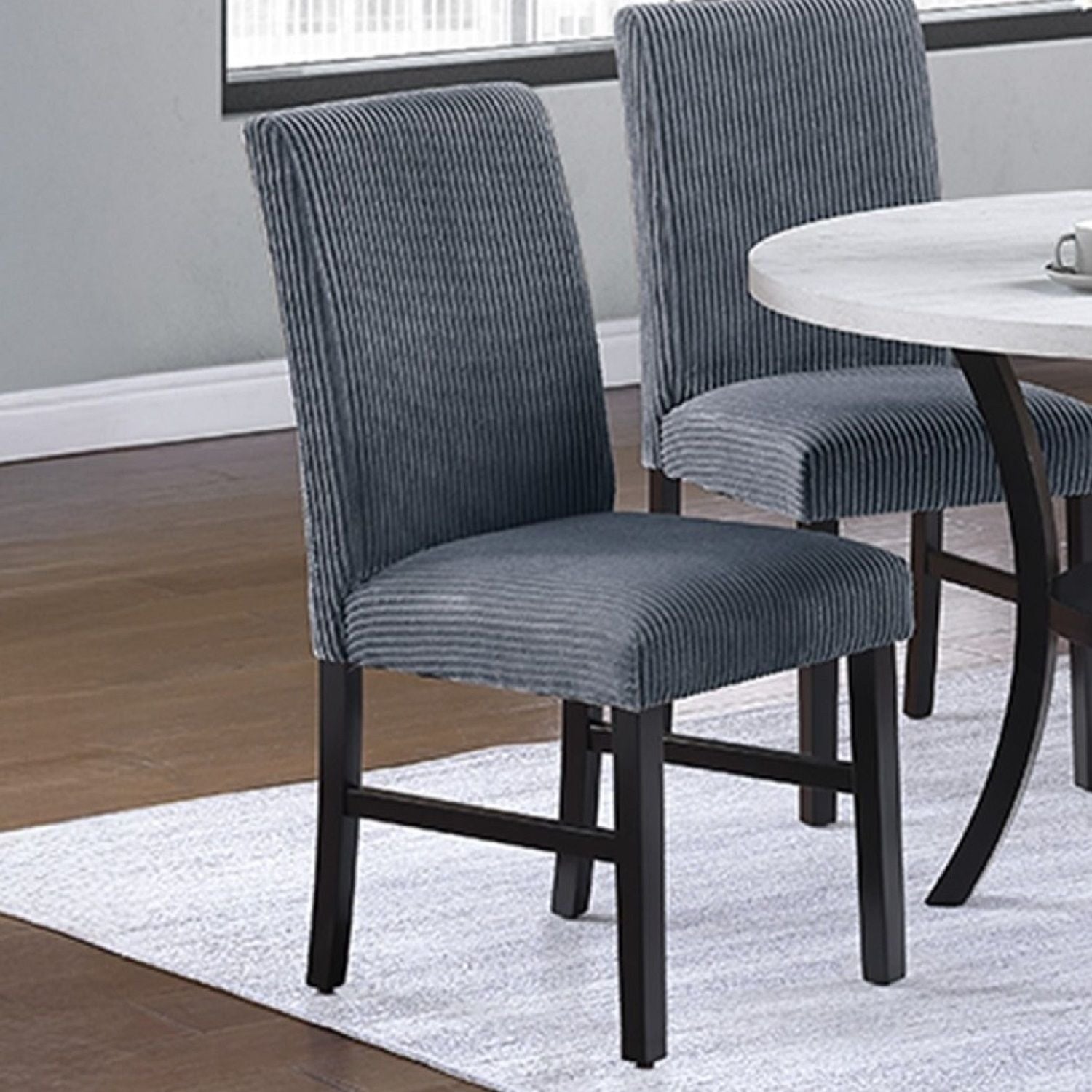 Elegant 5 Piece Dining Set Dark Chairs Top Table With Lower Shelf Kitchen Dining Room