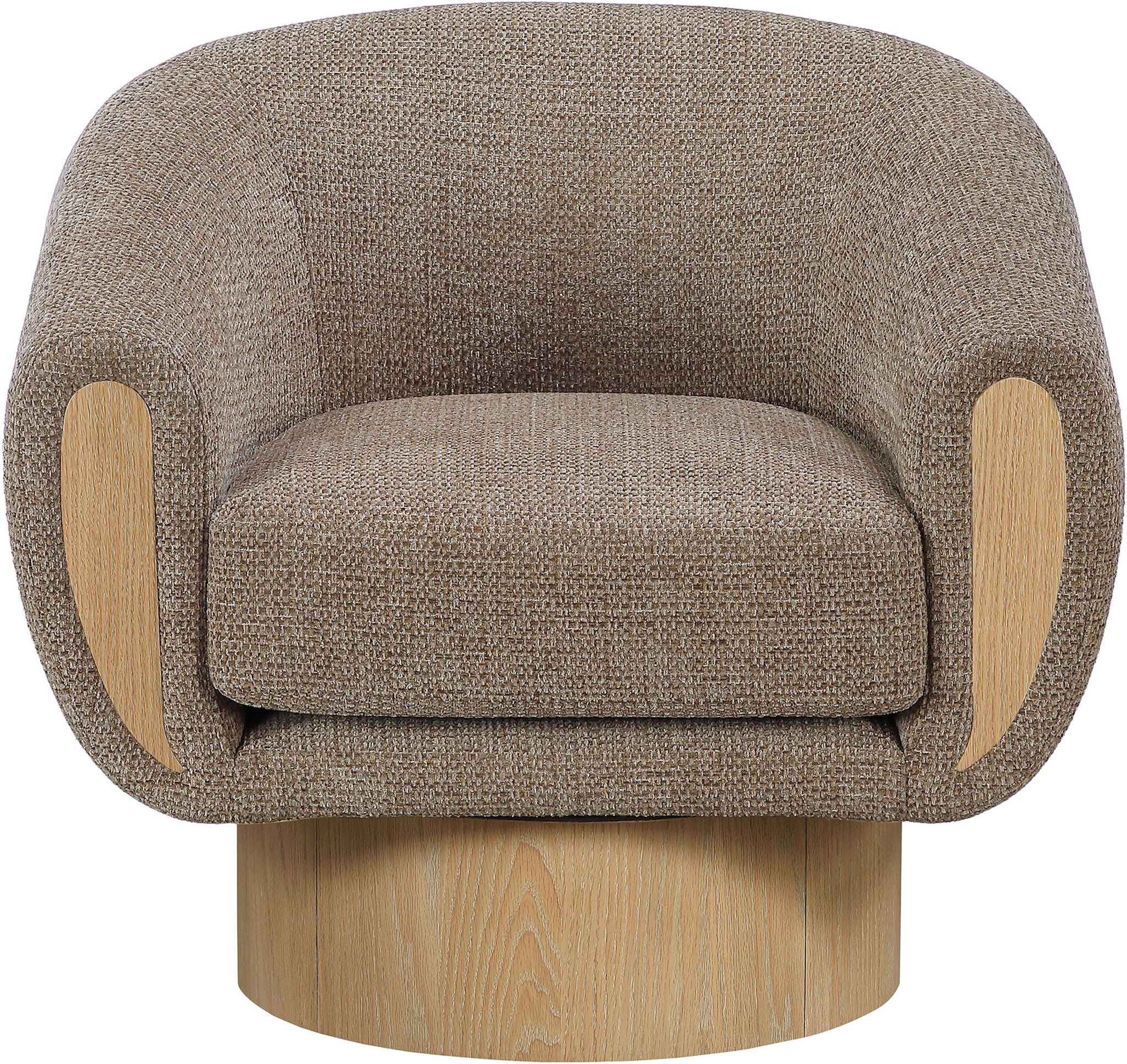 Avella - Interwoven Fabric Swivel Accent Chair - Light Brown Base